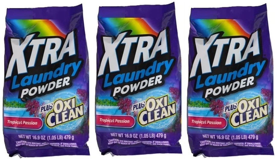 3 Pack- XTRA Plus OxiClean Laundry Powder Detergent, Tropical Passion, 16.9 Oz.