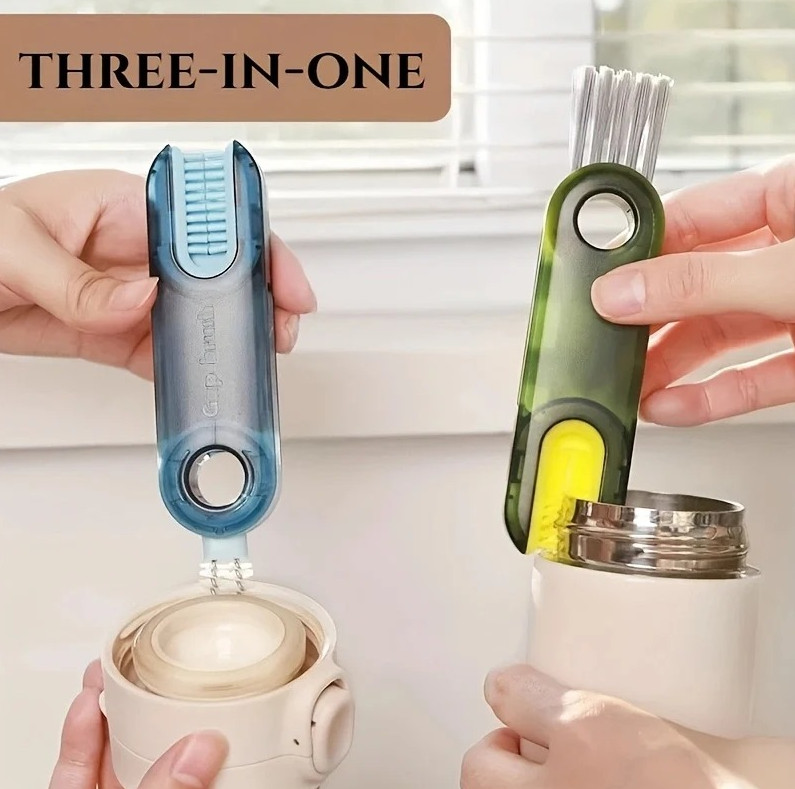 3-in-1 Bottle & Cup Cleaning Brush U-Shaped Water Bottle Lid Cleaner