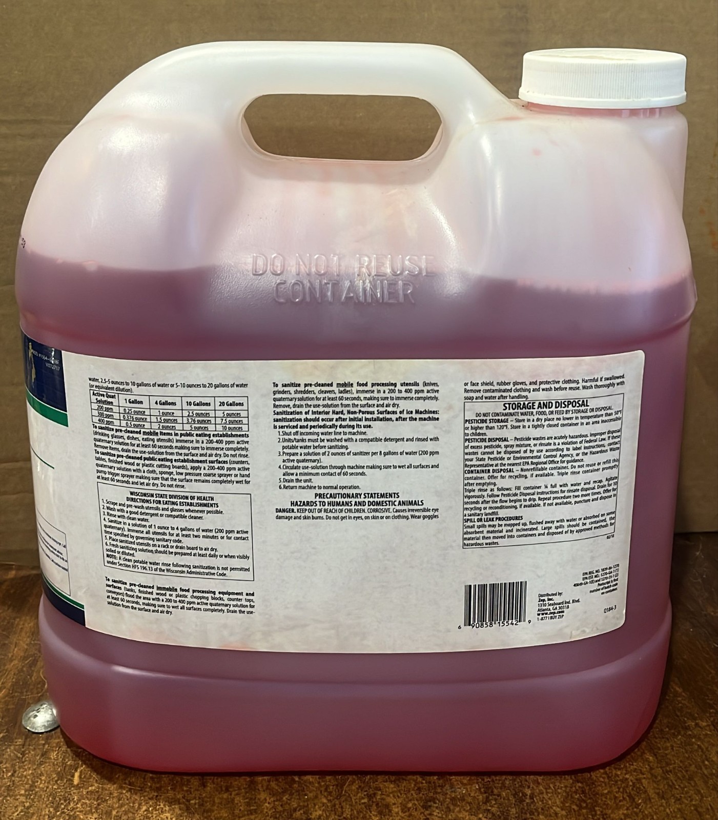 Zep No Rinse 2.5 Gallon