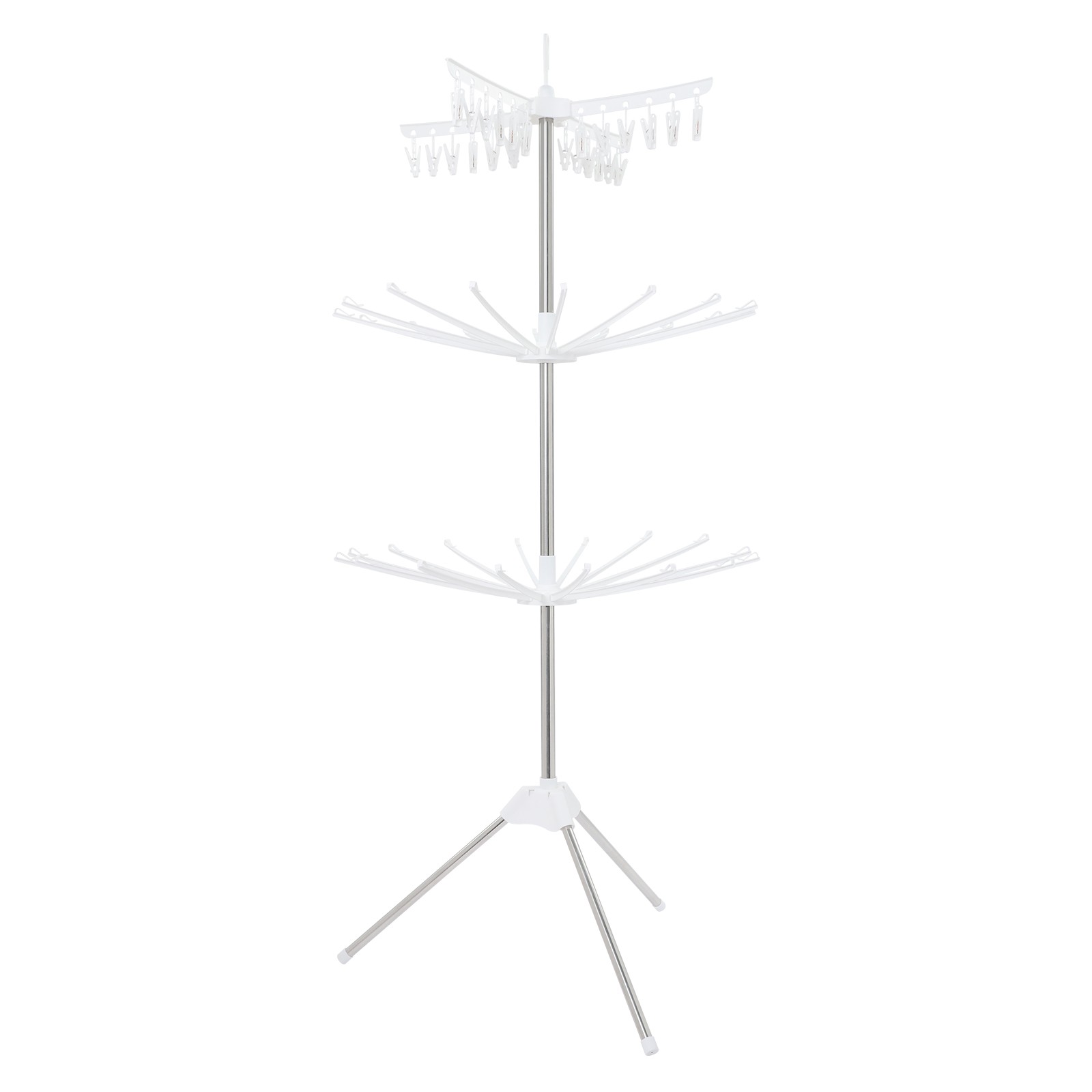 67″ 3-Tier Clothes Drying Rack With 24* Clips Floorstanding Laundry Drying Rack