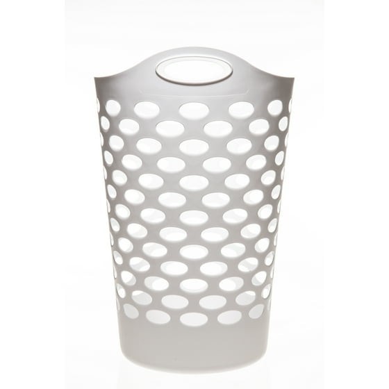(2 pack) Mainstays Plastic Round Laundry Hamper, White, with Carrying Handles