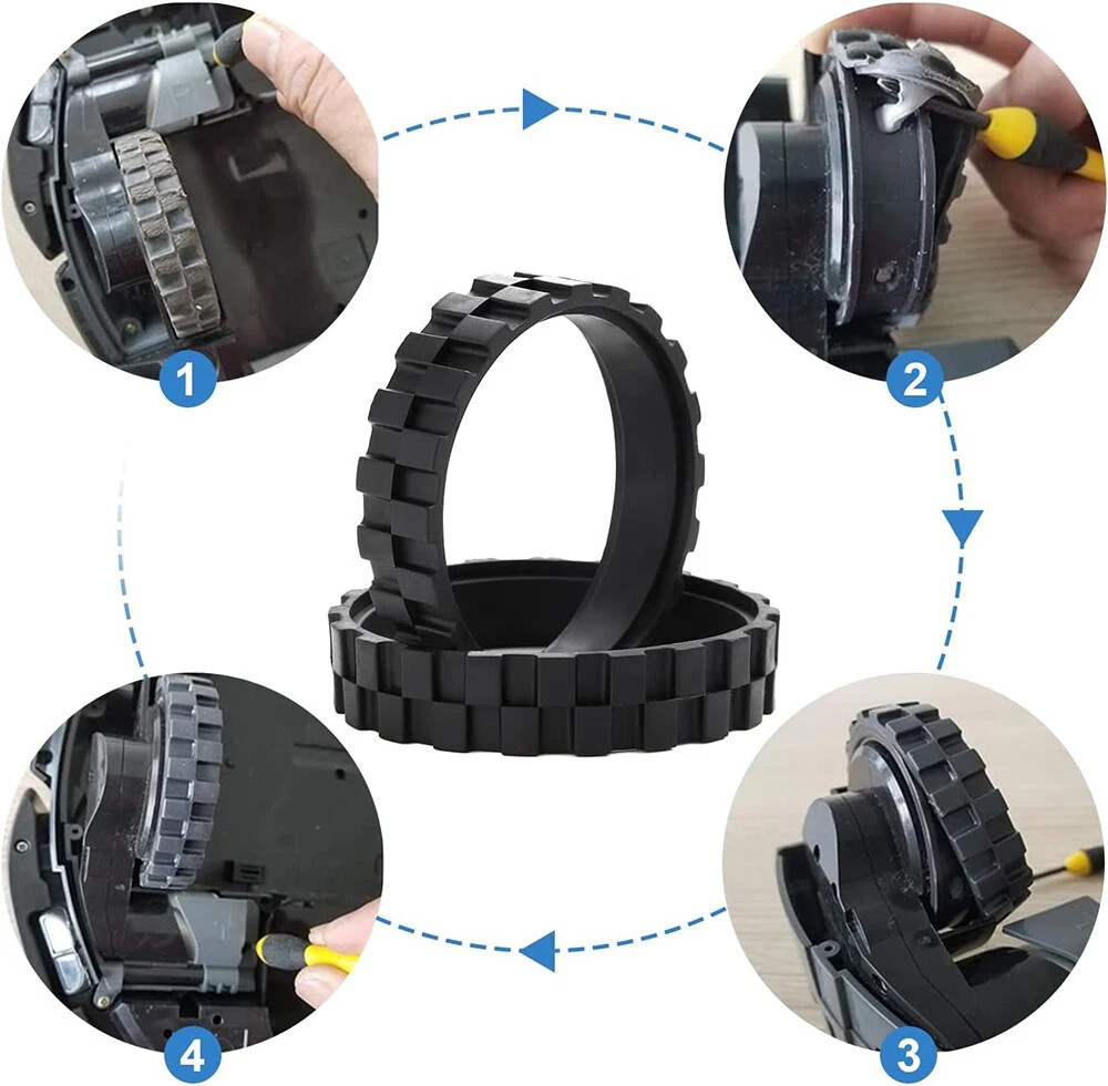 4X Anti-Slip Rubber Tires Replacement For iRobot Roomba I7 S9+ 5/6/7/8/9 Wheels