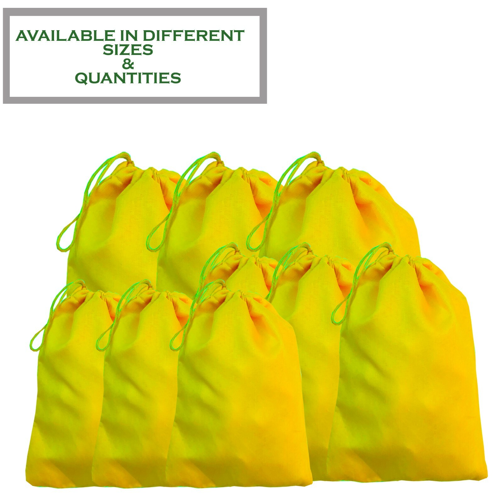 Yellow Poly – Cotton Bags, Reusable Produce Bags, Single Drawstring – lot