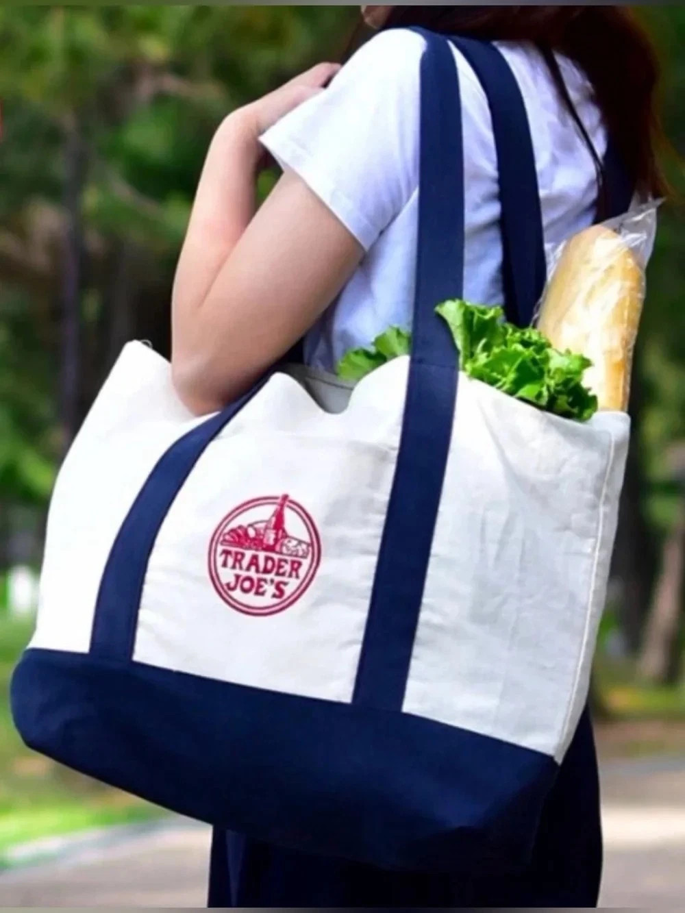 TRADER JOE’S NAVY BLUE MINI CANVAS TOTE BAG NWT FREE GIFT 🎁 FAST SHIPPING