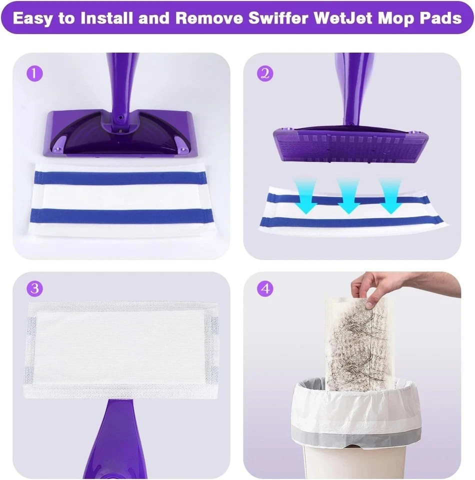 (64 Count) Mop Pad Refills Compatible with Swiffer Wet Jet, 4-Layer Thickened