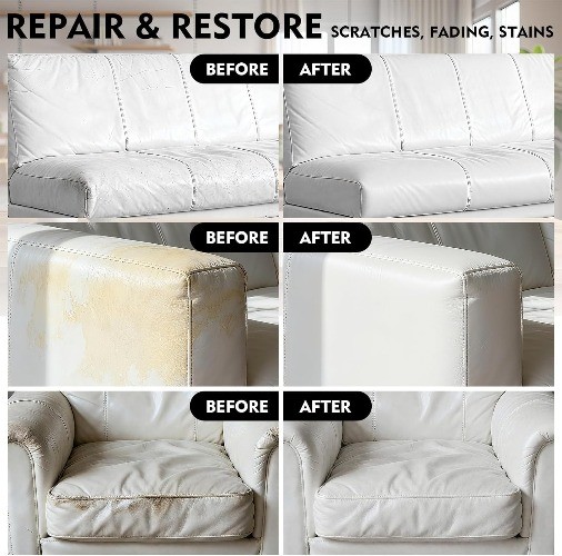 Leather Recoloring Balm, Repair Kit for Furniture, Dye Couch Pain Color: white