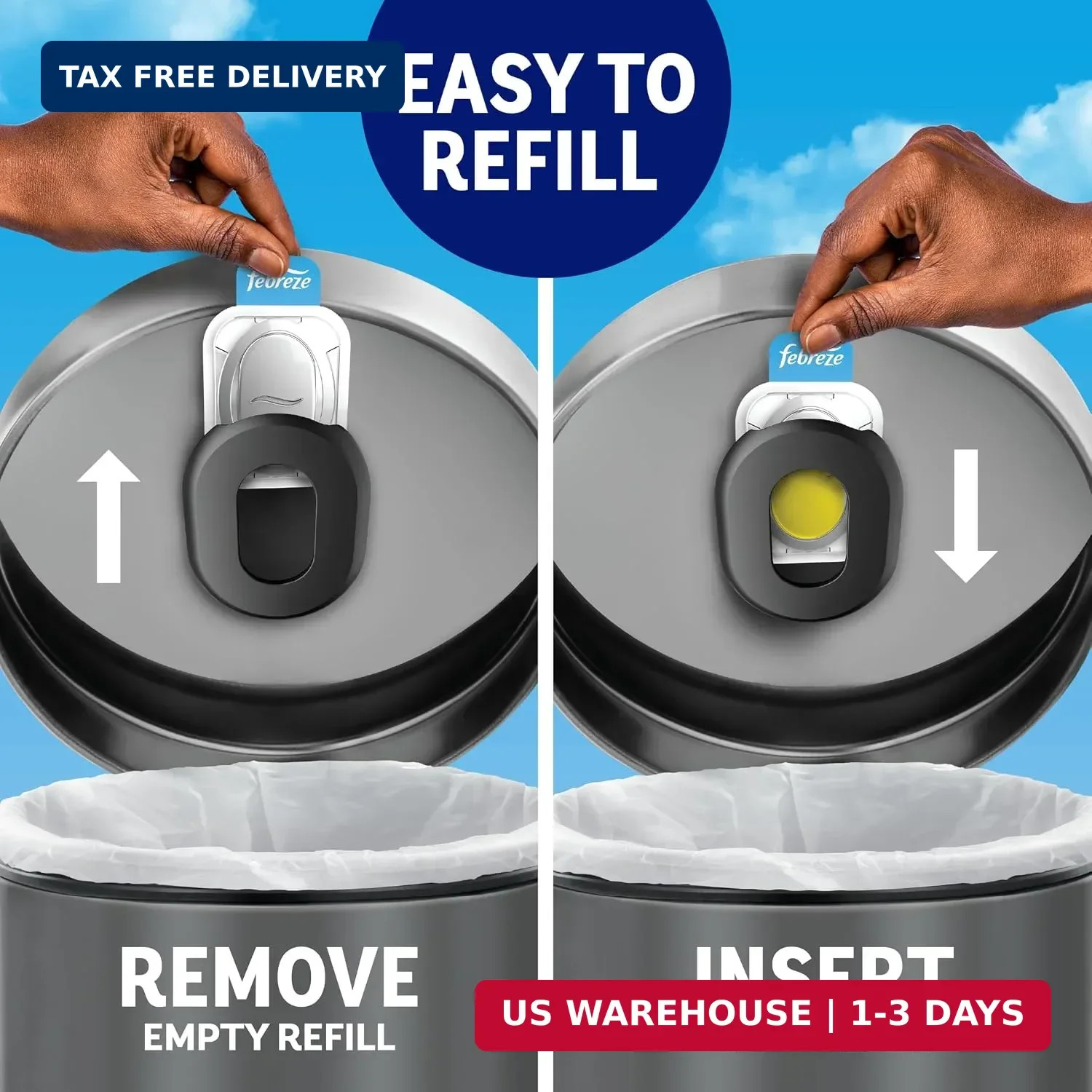 Febreze Trash Odor Fighter, Trash Can Air Freshener, Stick-On Deodorizer for Gar