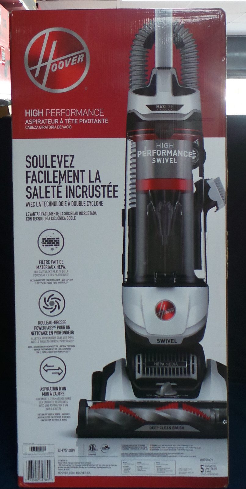 Hoover Bagless Swivel Vacuum UH75100V High Performance MAXLife Filter System NEW