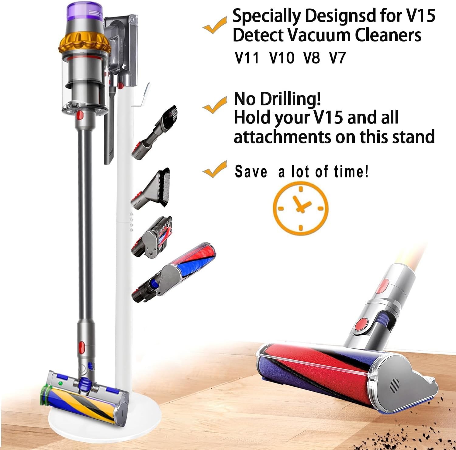 Universal Vacuum Cleaner Docking Station with 5 Hooks – Sturdy & Stylish White