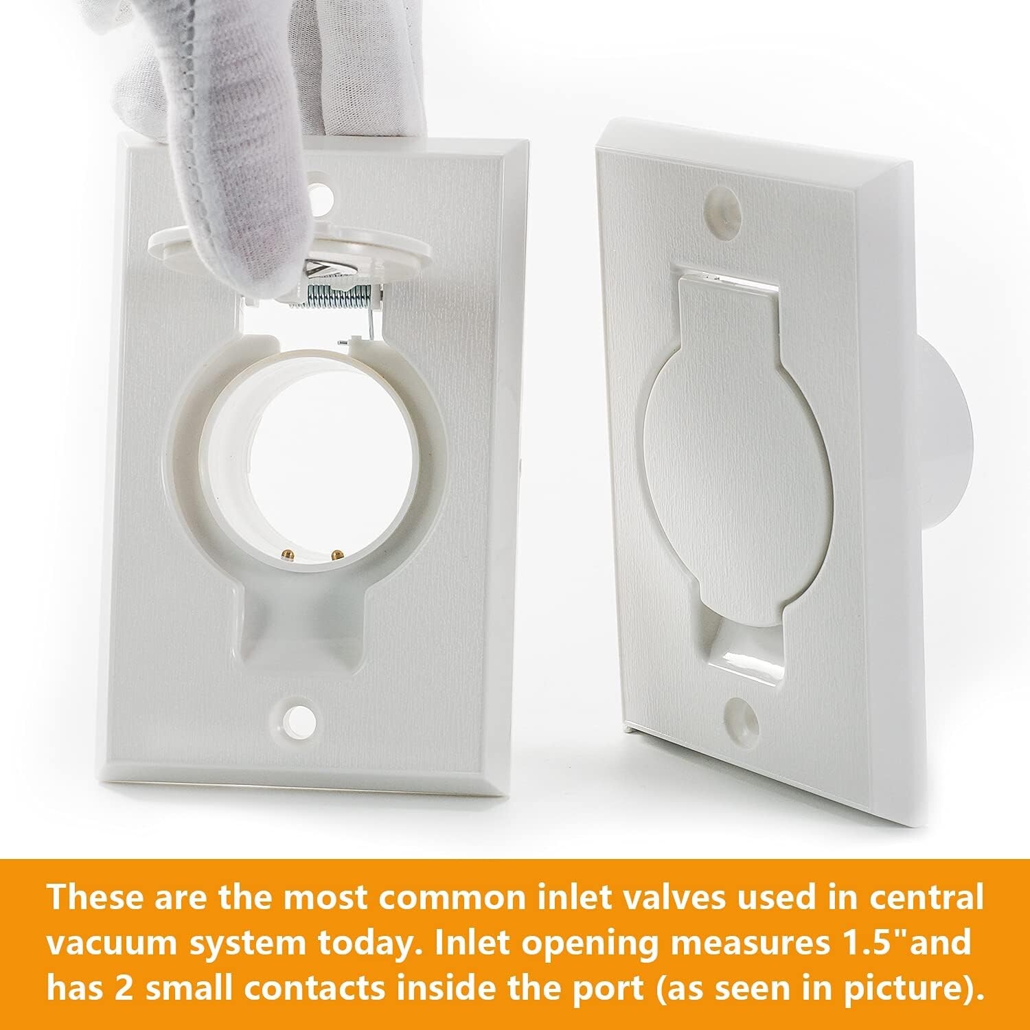 Central Vacuum Inlet-WHITE-Round Door Central Vacuum – High Quality!