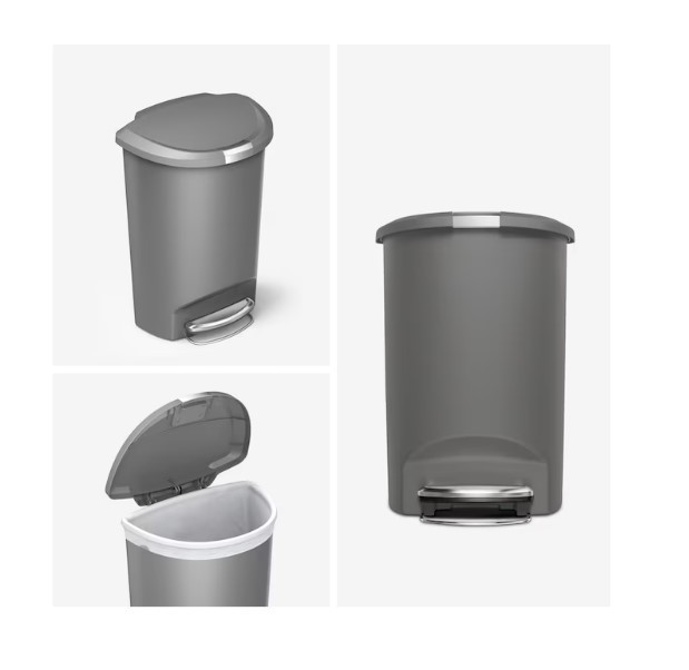 [BIG SALE] simplehuman 13 Gal Semi-Round Step Trash Can Grey Plastic