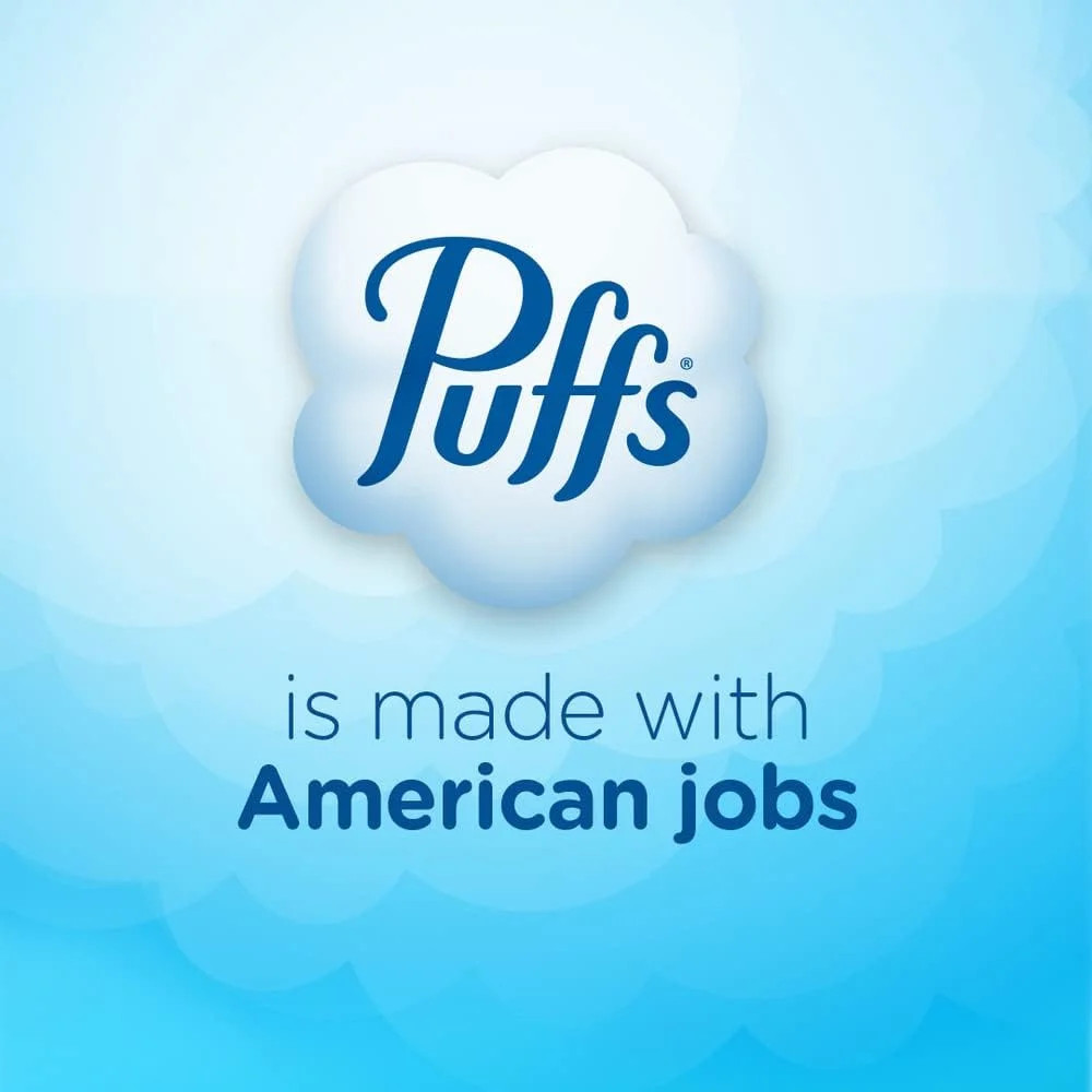 Puffs Facial Tissues Plus Lotion, 8 Family Rectangle Boxes, 124 Facial Tissues