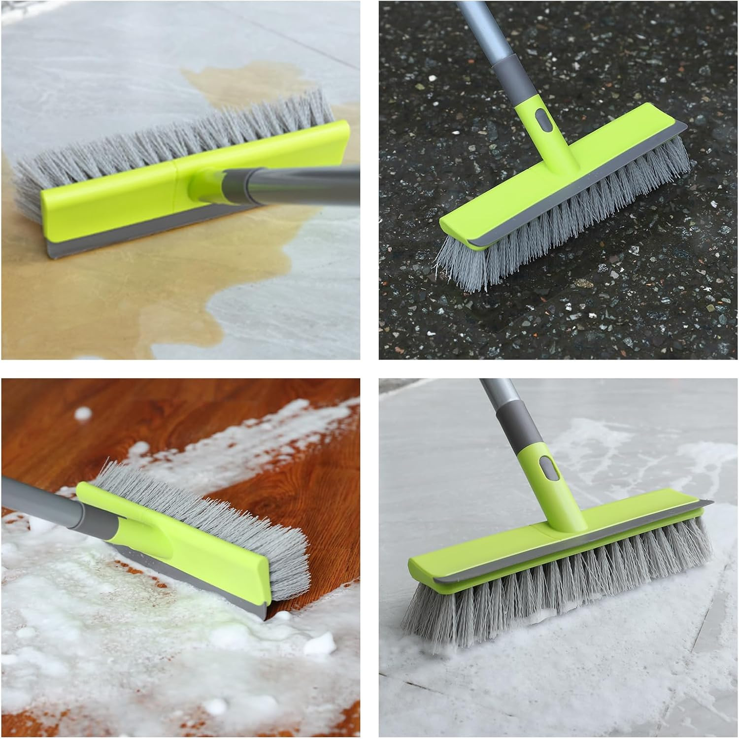 Floor Scrub Brush with 57″ Long Handle, 2 in 1 Scrape and Deck Brush Floor Scrub