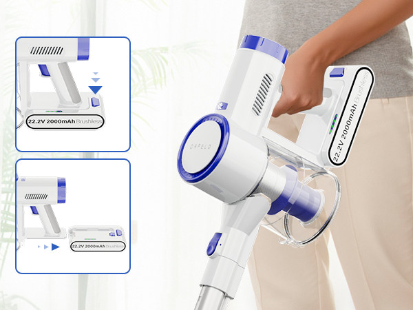 Cordless Vacuum Cleaner 50KPA Lightweight Stick Pet Hair Hardwood Floor Carpet