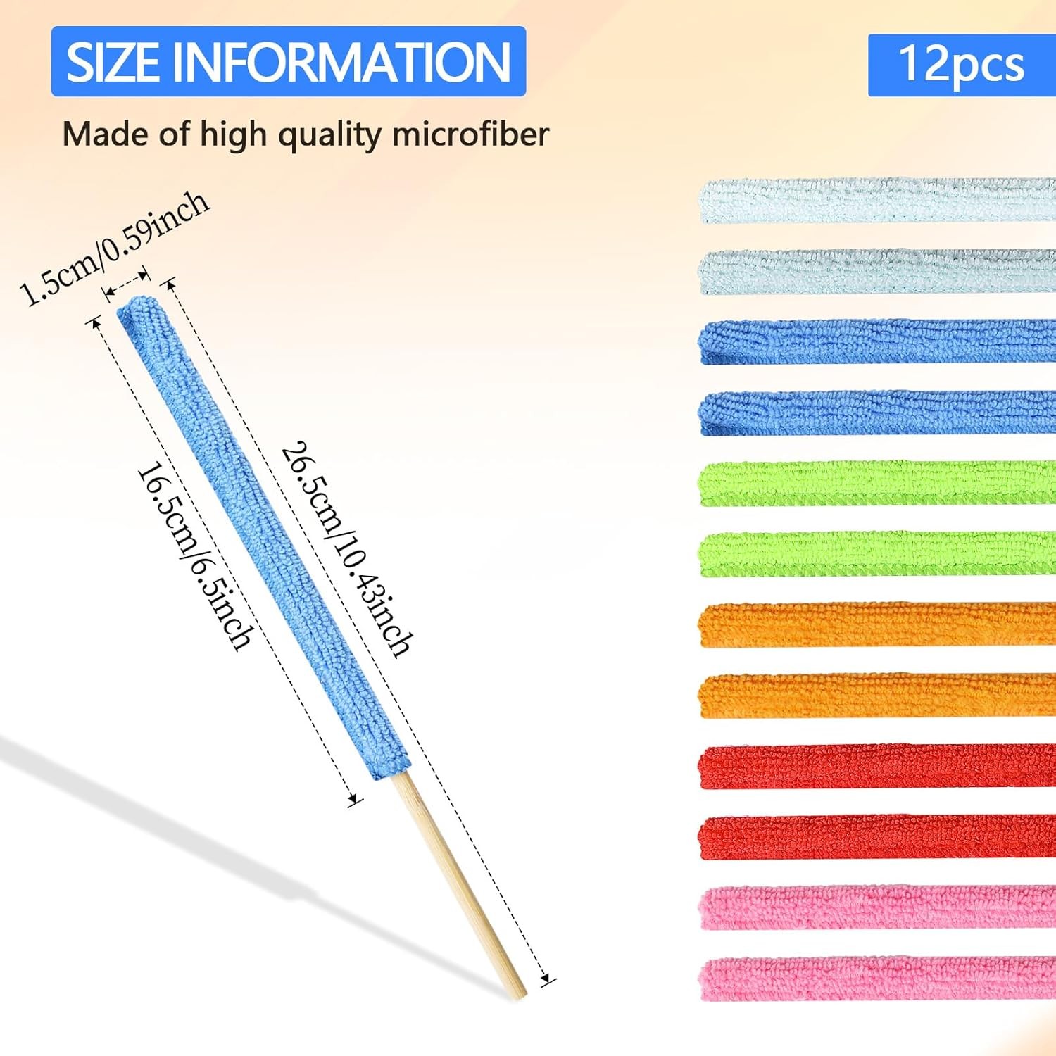 12Pcs Microfiber Fan Cleaning Brushes AC Vent Duster Sticks Car Window Blind Too