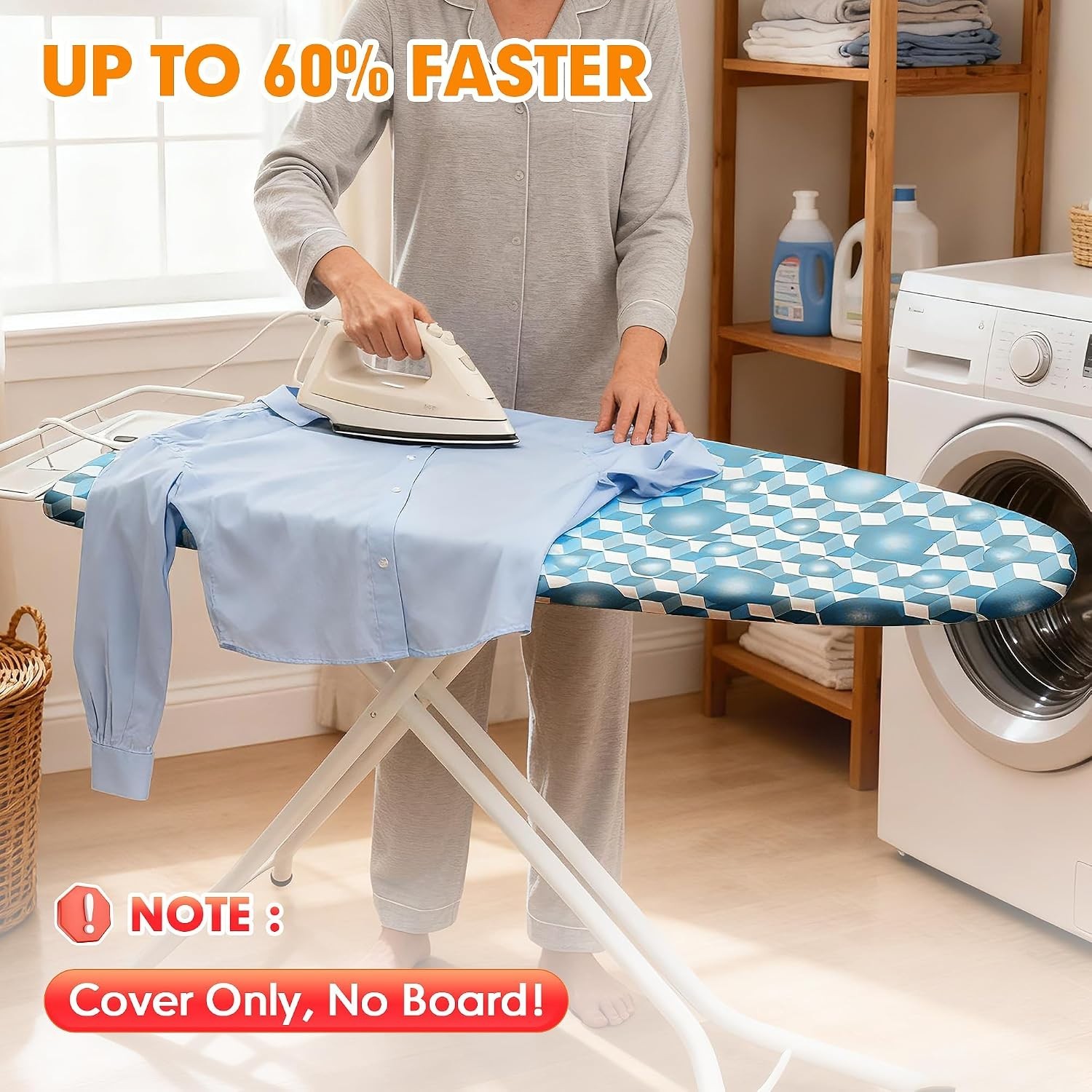 Scorch Resistant Berry Blue Ironing Board Cover 21×57 | Extra Thick 6mm Padding