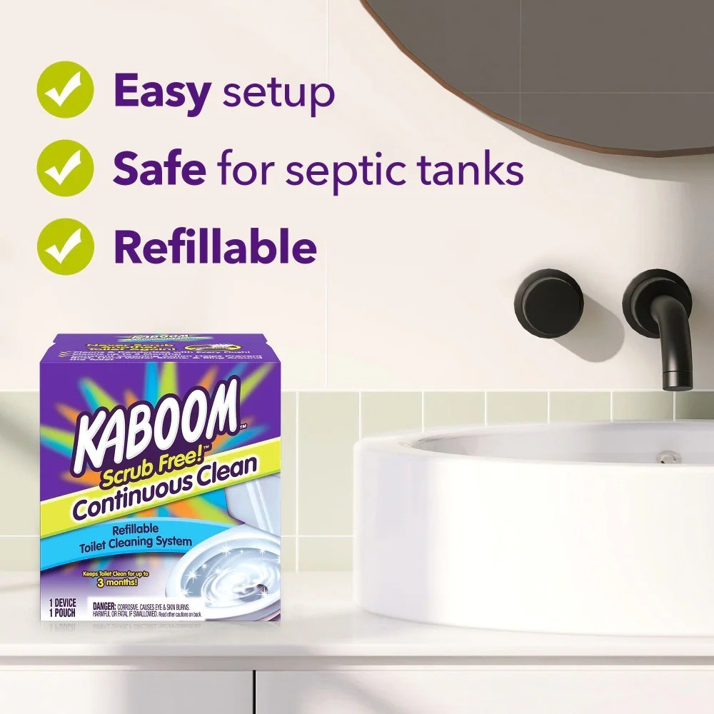 Kaboom Toilet Bowl Cleaner Kit Scrub Free Continuous Clean Toilet Cleaning