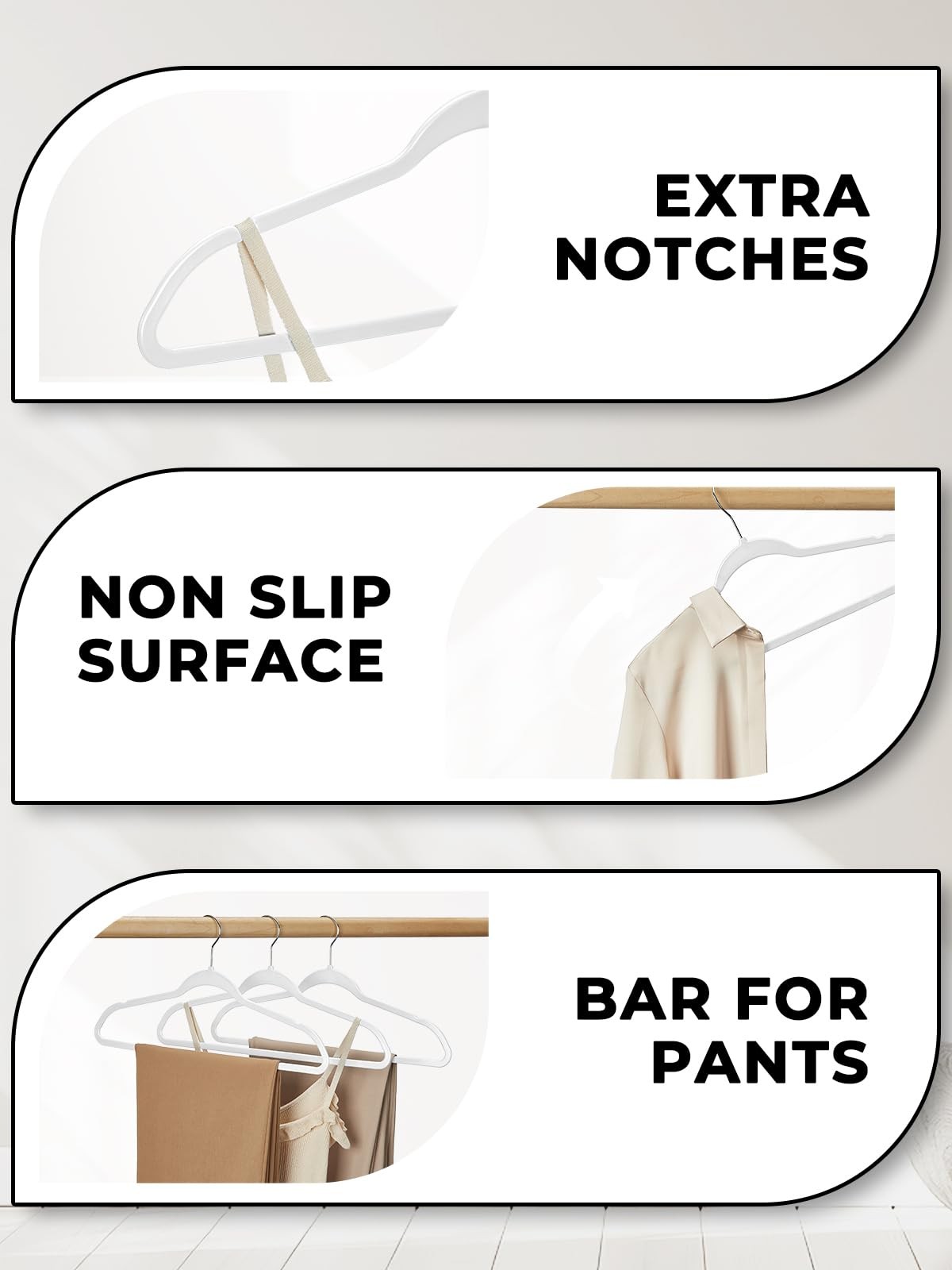 Plastic Hangers 50 Pack Thin Clothes Hangers Heavy Duty | Durable | Lightweight