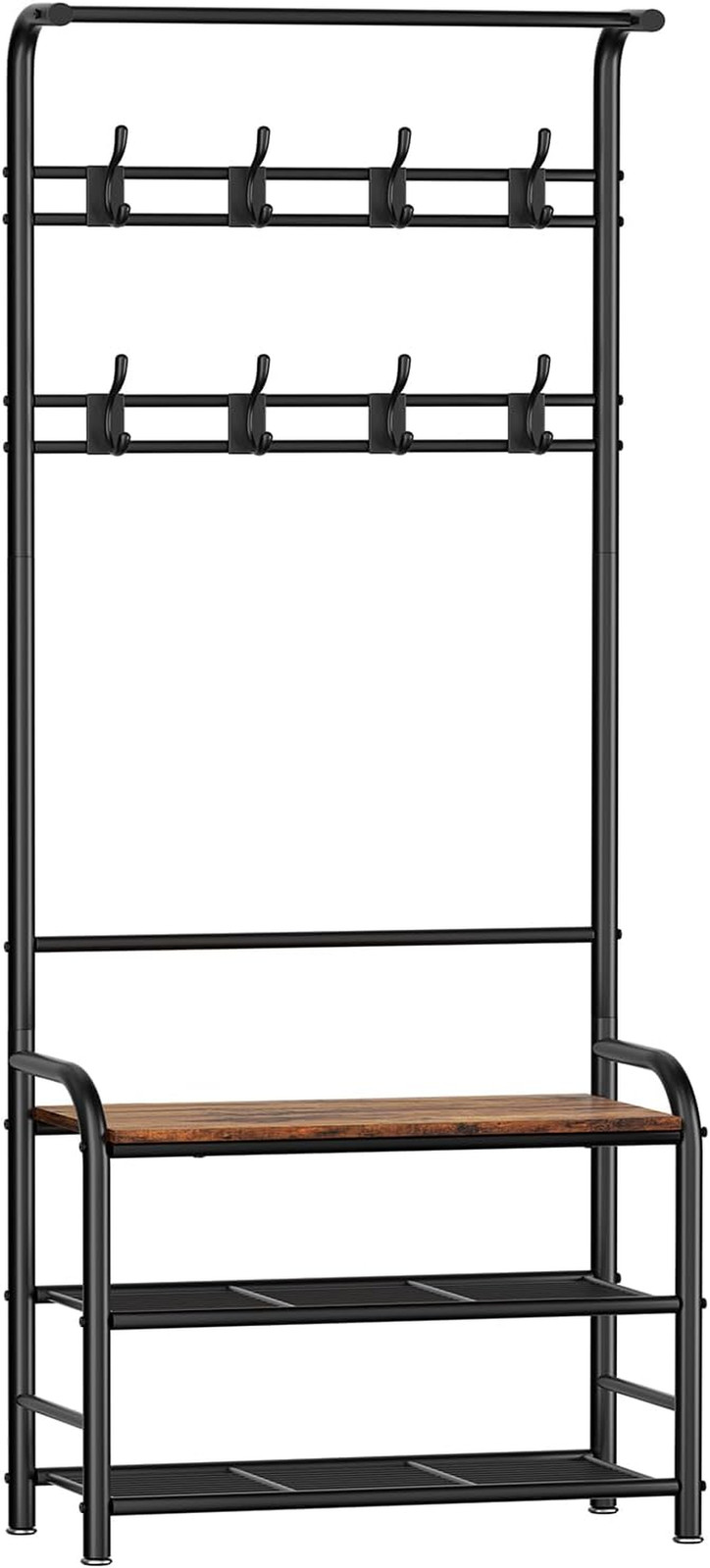 Hall Tree with Shoe Bench, 4-In-1 Entryway Coat Rack | Freestanding Mudroom Orga