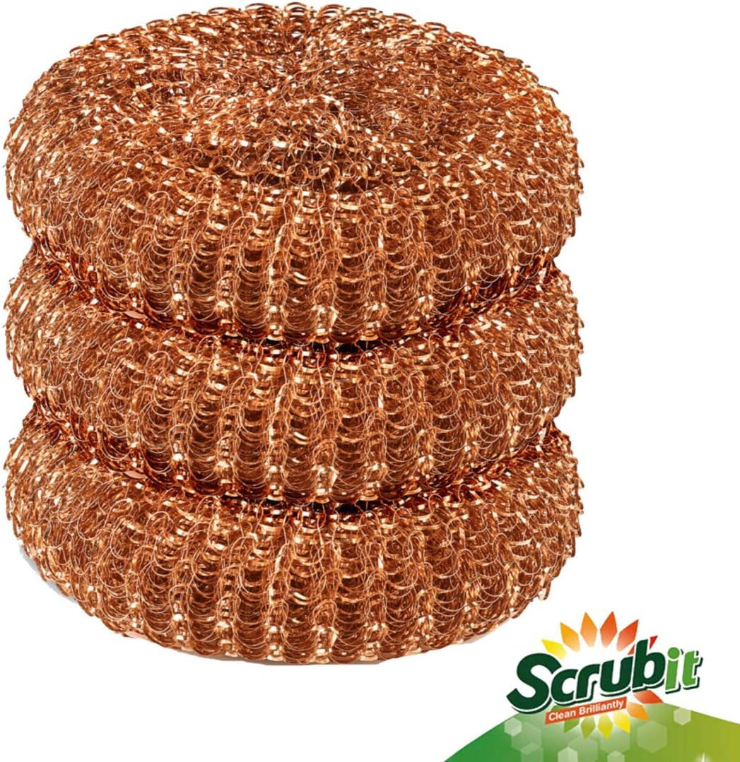 12 Pack Copper Coated Scourers by – Scrubber Pad Used for Dishes, Pots, Pans, a