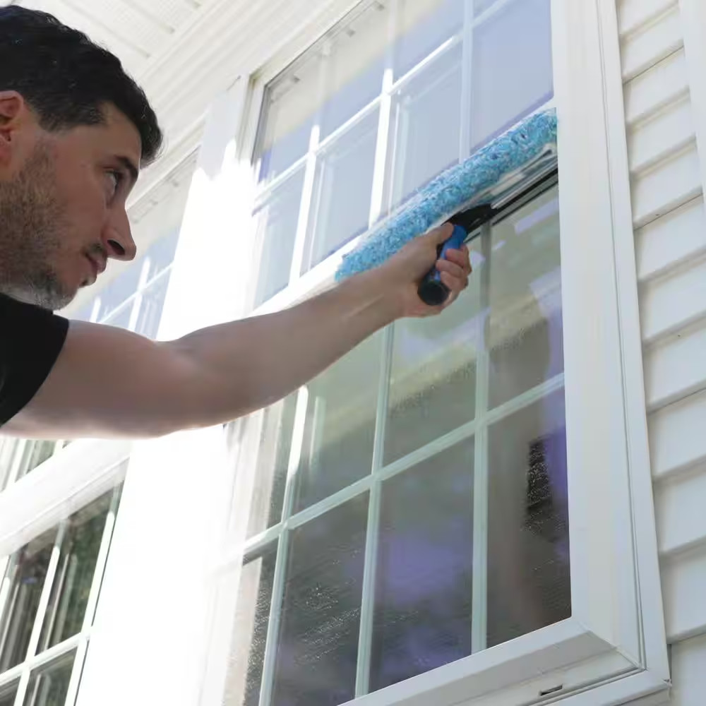 14 In. 2-In-1 Window Cleaner Squeegee & Scrubber Combi