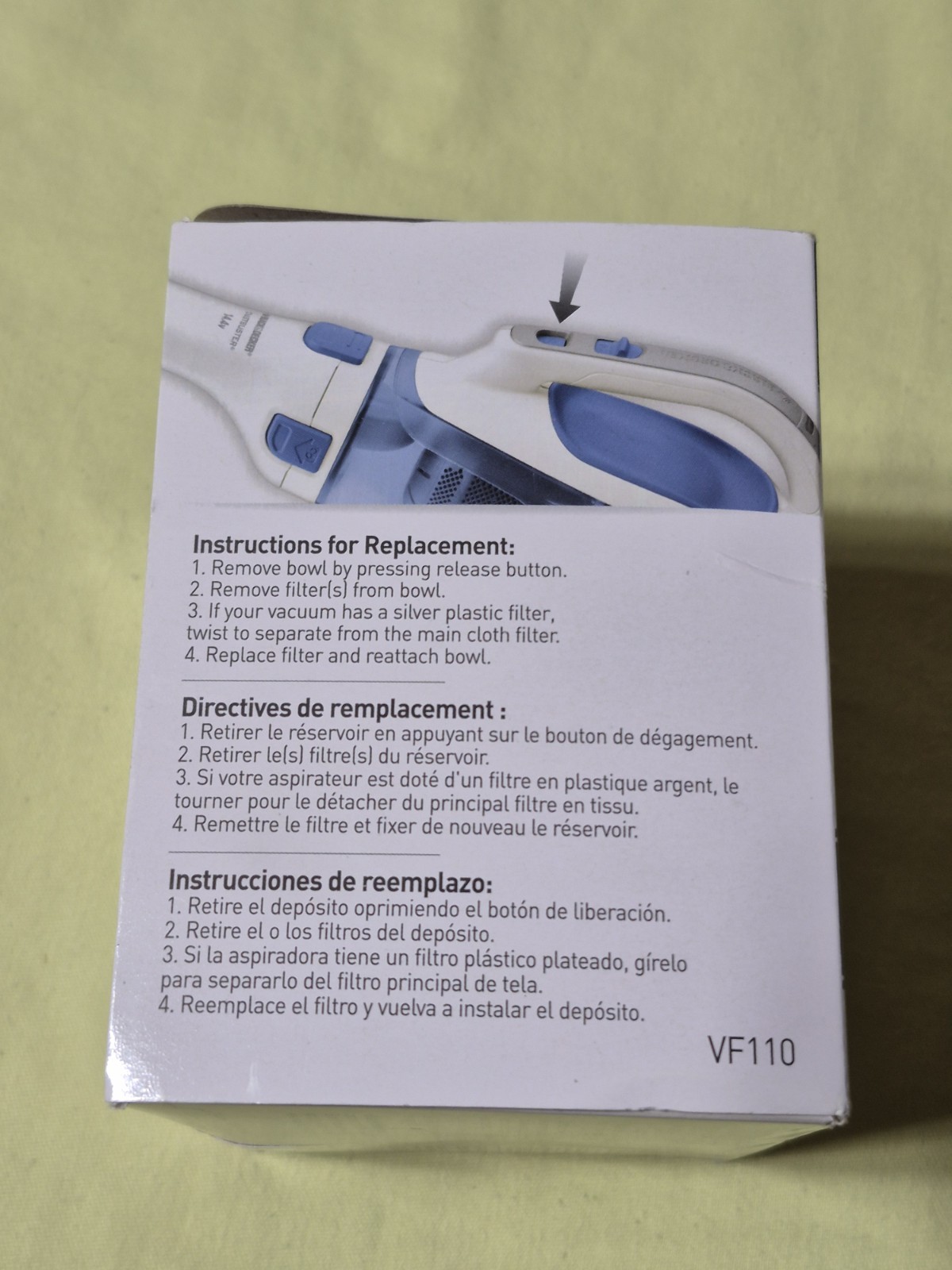 BLACK+DECKER Dustbuster ONE (1) Replacement Filter VF110 New In Box