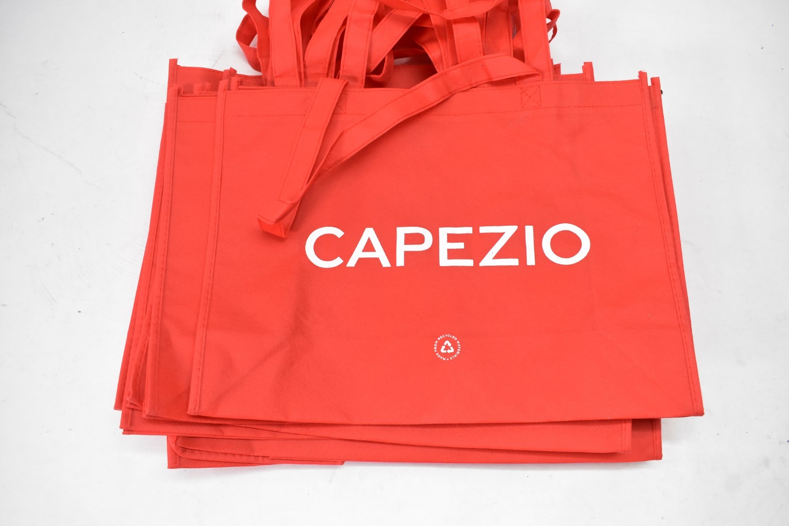 Lot of 11 Prime Line Standard Non Woven Tote Bags Red BRANDED 16″ x 12″ x 6″