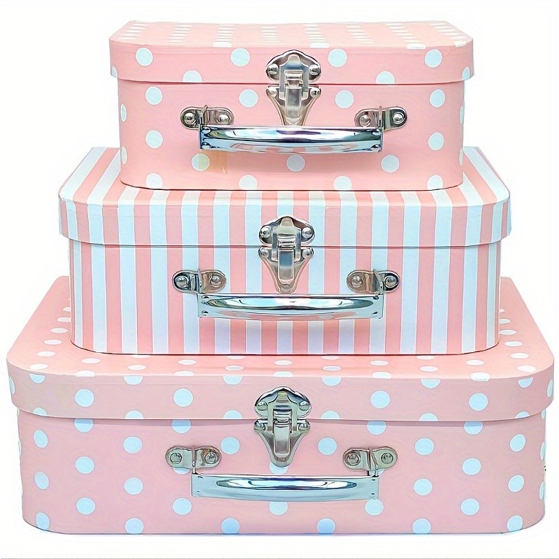 3Pcs Vintage Style Cardboard Suitcase Gift Box Set,Home Organization Storage Box