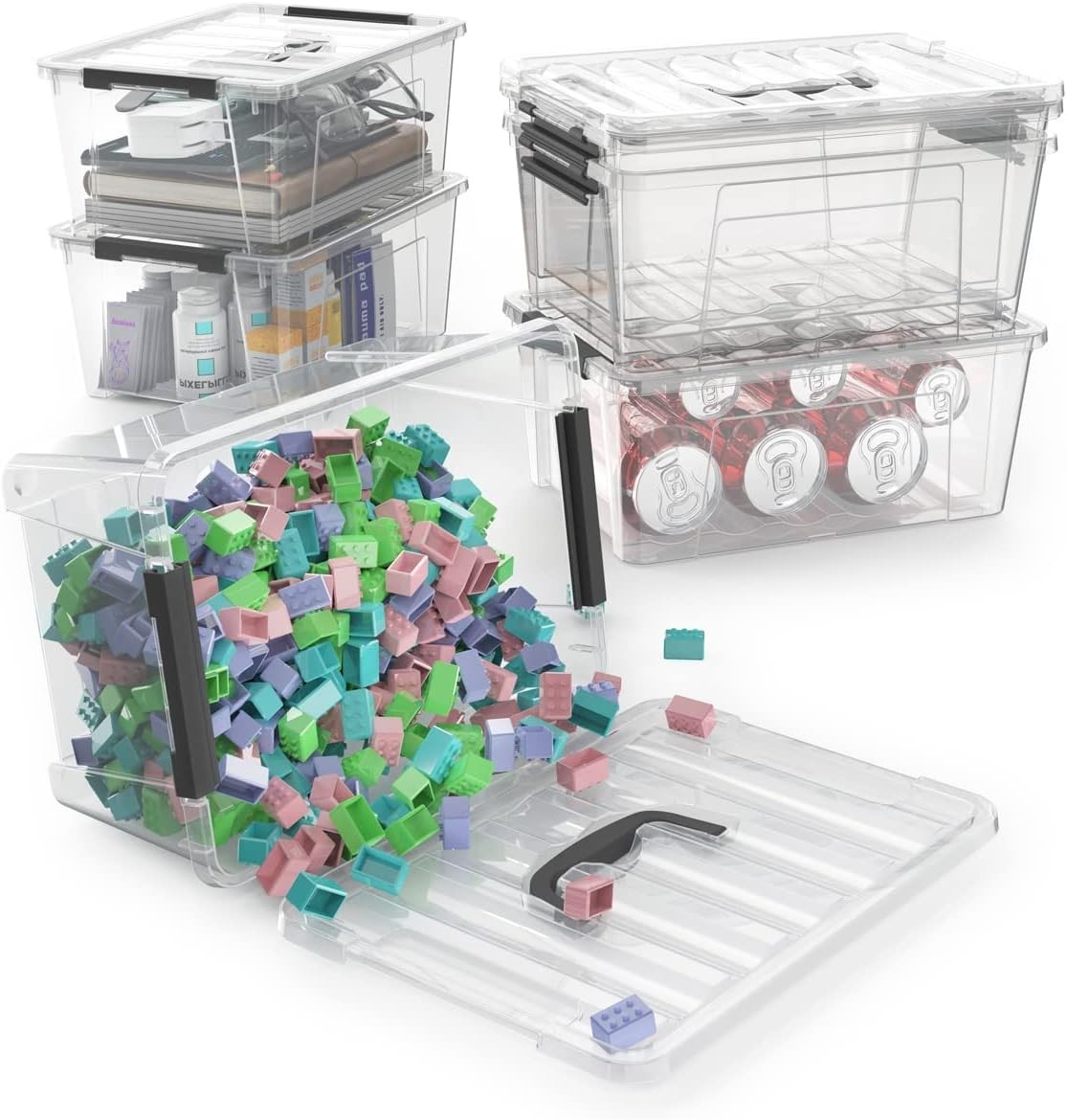 Shatterproof Clear Organizer Bins – 6-Pack Latch Boxes for Clutter-Free Spaces