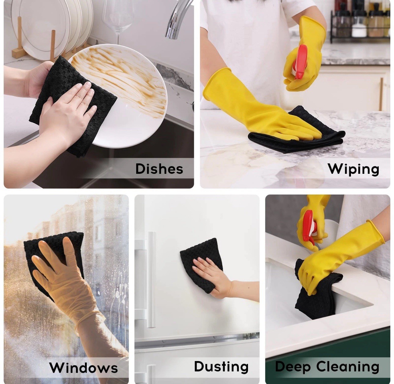 Kitinjoy Microfiber Cleaning Cloth, 12 Pack Soft and No Lint Microfiber Towel…