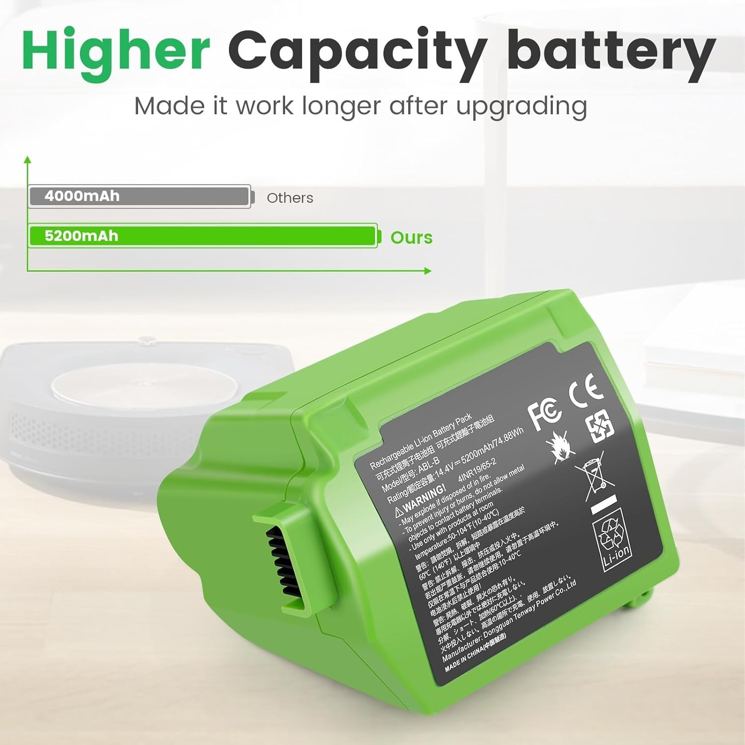 TREE.NB 5.2Ah Replacement for iRobot Roomba S9 9150 Battery ABL B Replacement