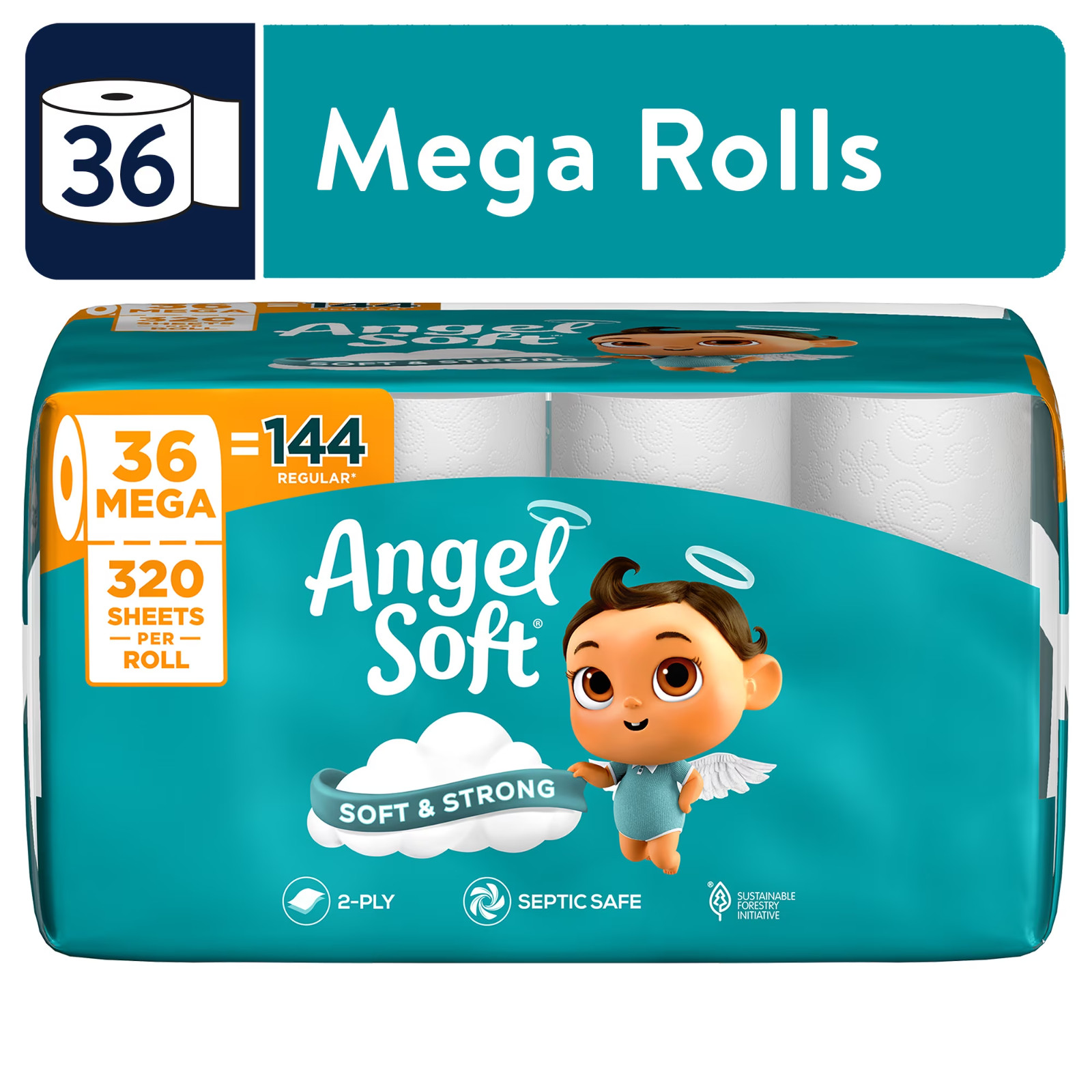 2 Ply Toilet Paper 36 Mega Rolls 320 Sheets per Roll Soft Bath Tissue