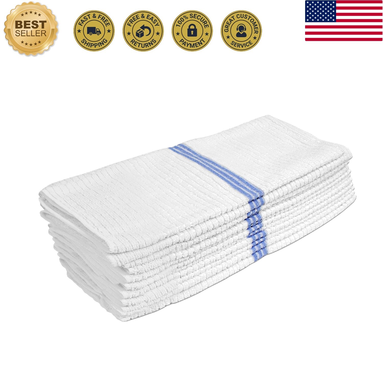 Ribbed Microfiber Bar Mop Towels, Super Absorbent, Cleaning & Drying Cloths, …