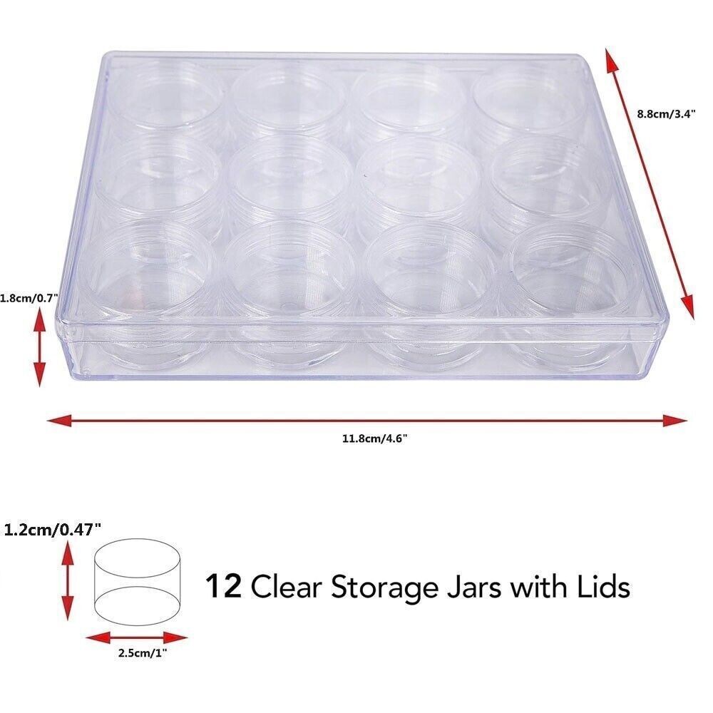 24Pc Mini Clear Plastic Beads Storage Boxes Containers Bottles Jars w/ Screw Cap