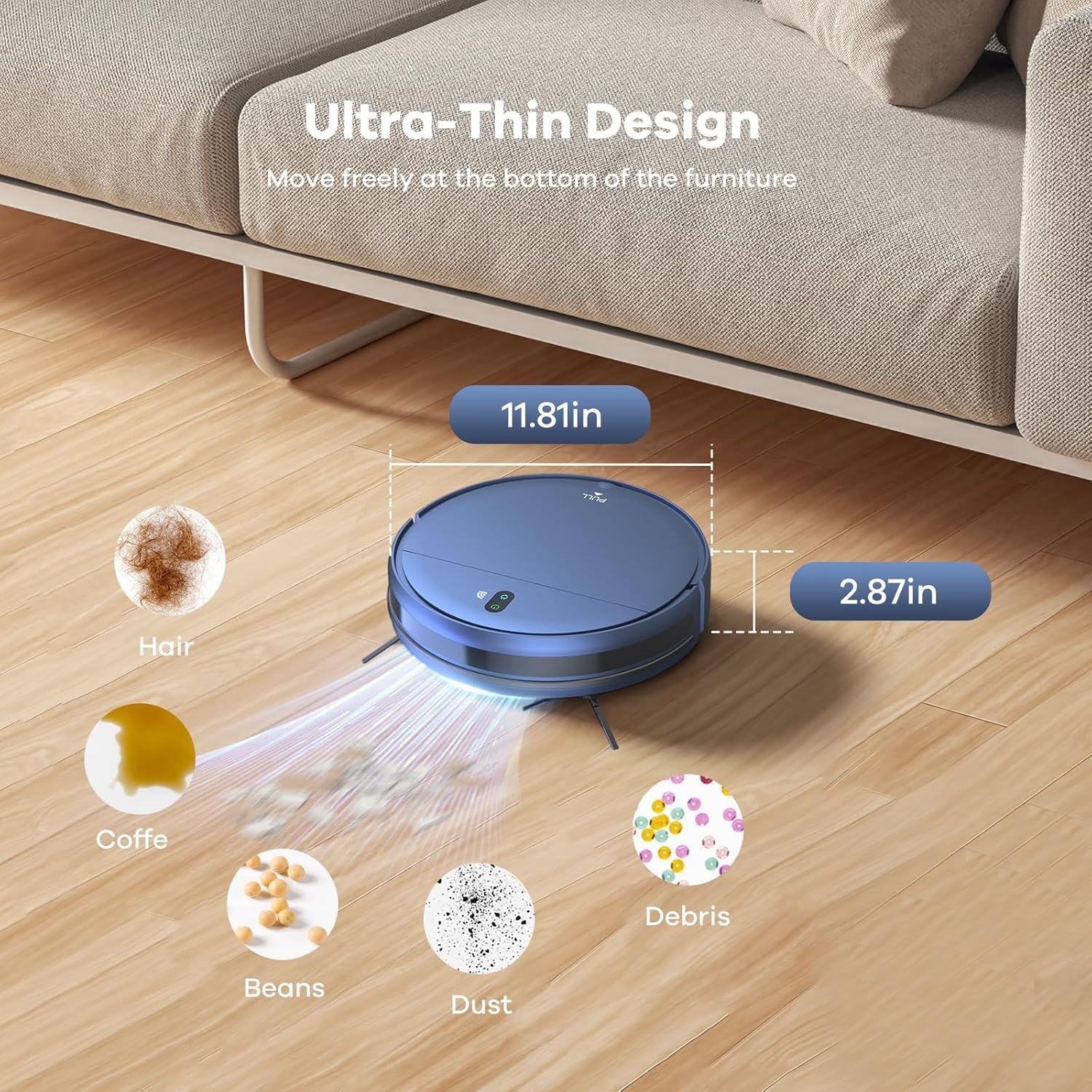 ZCWA BR151 Robot Vacuum and Mop Combo WiFi App Self-Charging 2000Pa Blue NEW