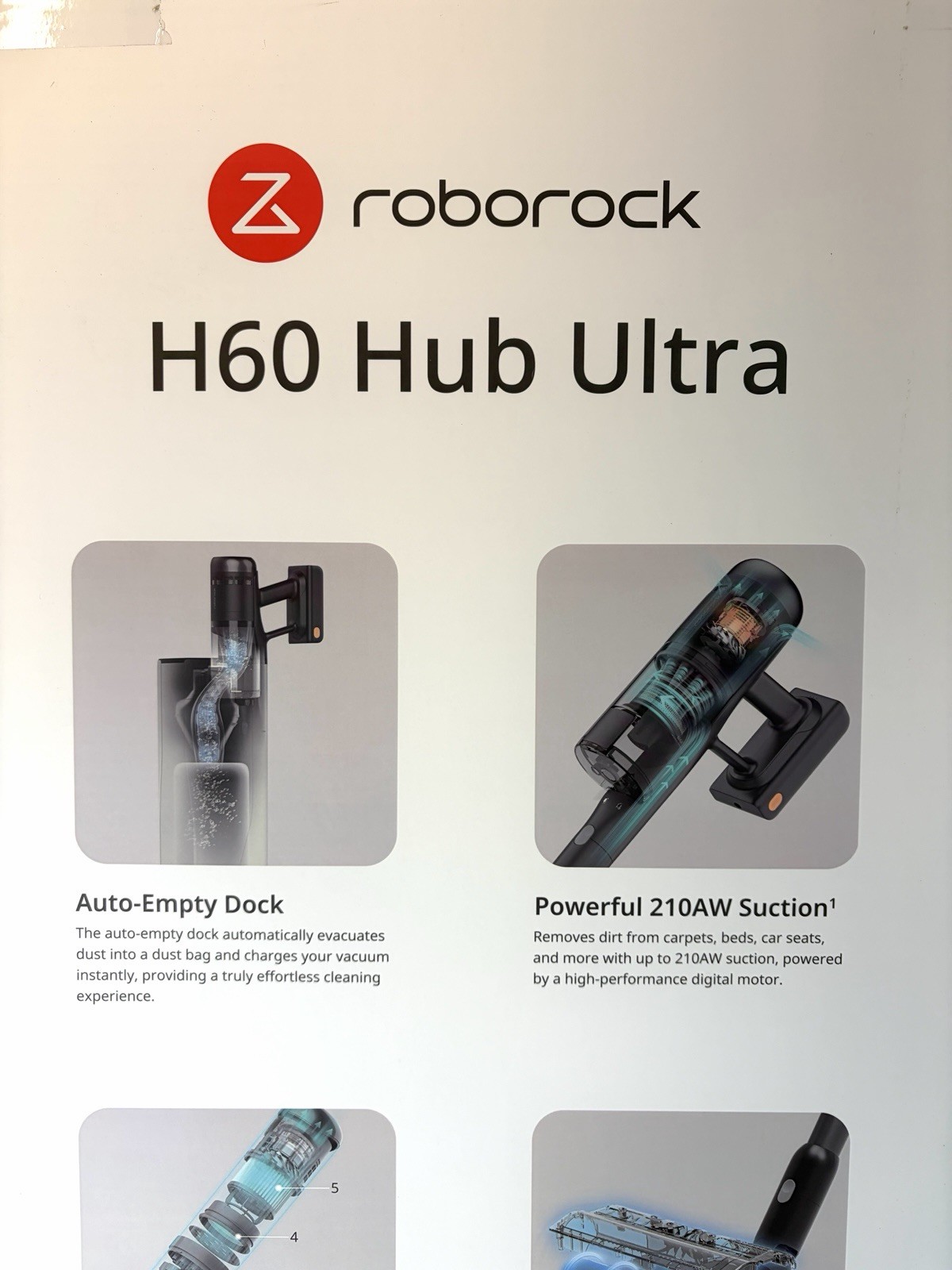 Roborock H60 Hub Ultra Stick Vacuum With Dock Pet Hair Cleaning HEPA Filter WiFi