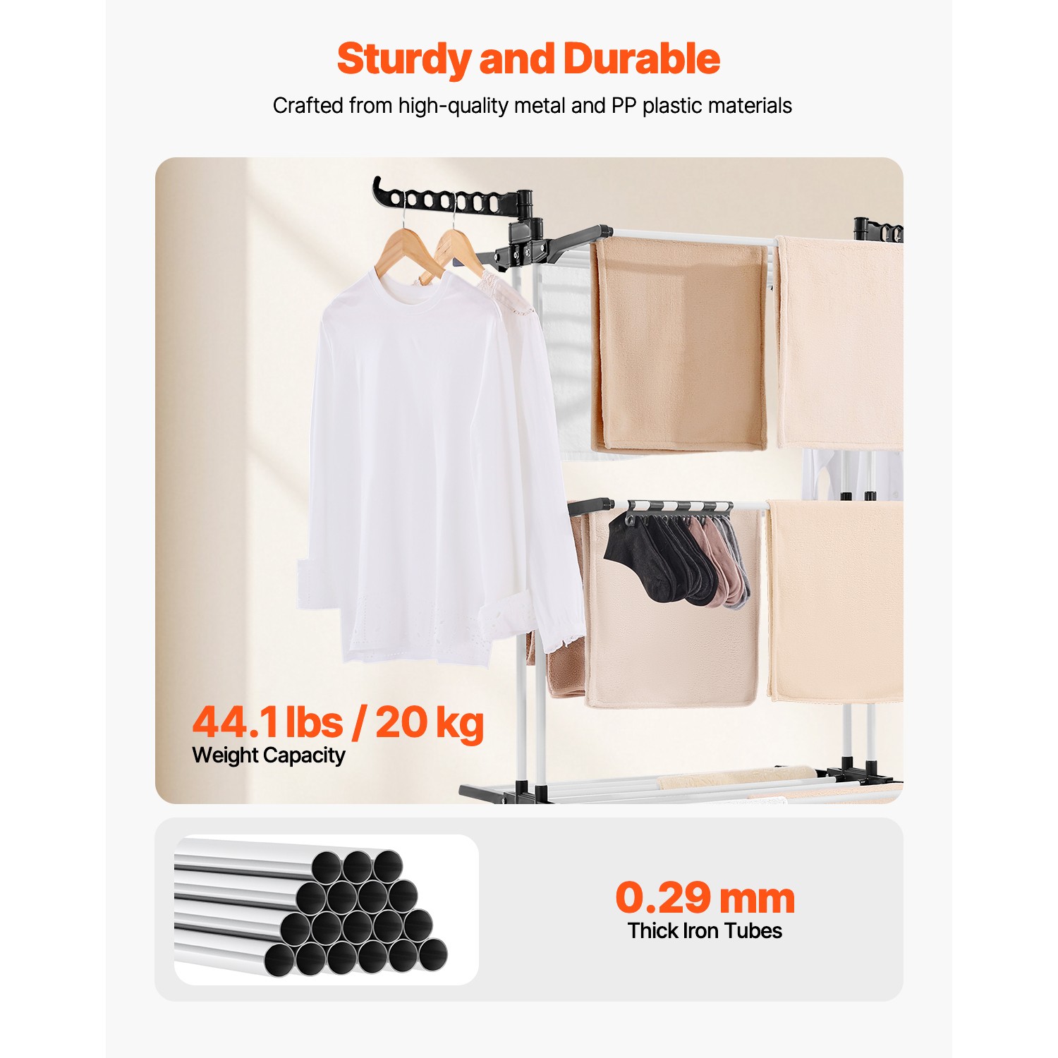 67.5“ Foldable Clothes Drying Rack Rolling Folding 4-Tier Dryer Hanger 4 Castors