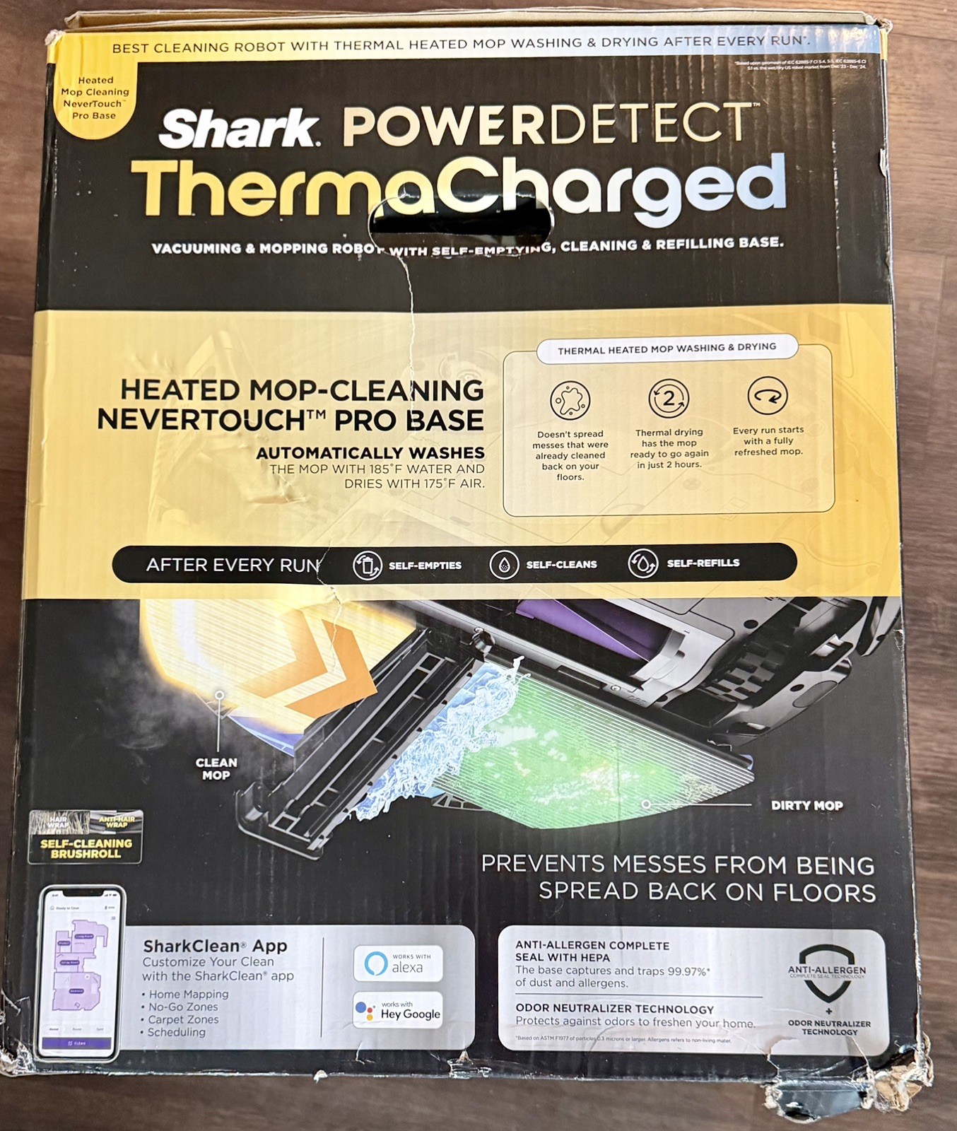 Shark PowerDetect ThermaCharged Robot Vacuum & Mop RV2920XE NeverTouch Pro NEW