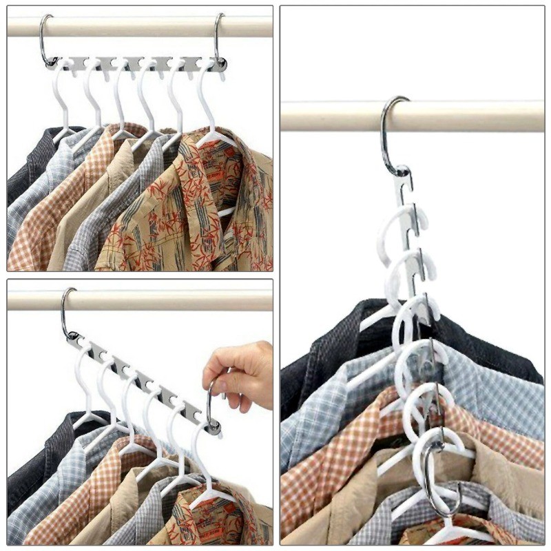 6 Pack Space Saving Clothes Hangers Metal Closet Organizer Hooks