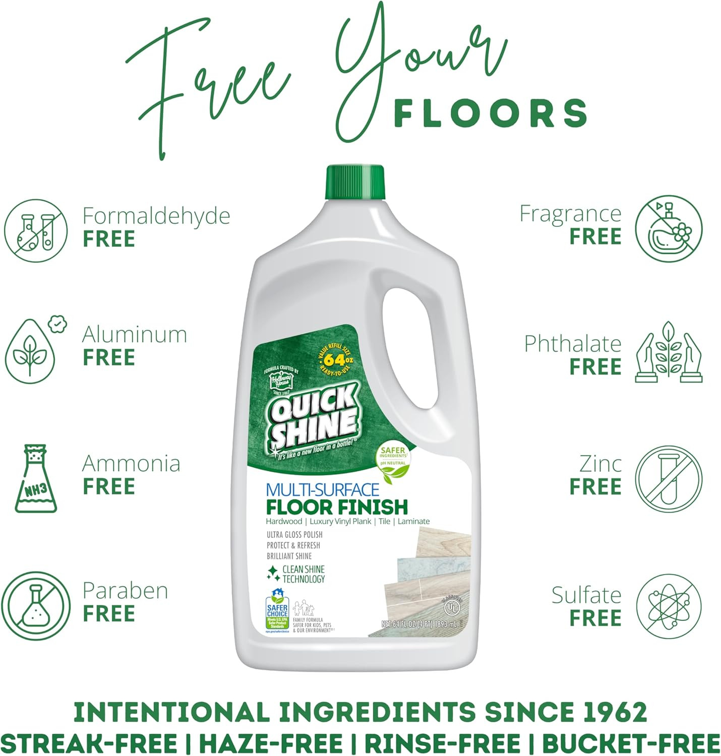Multi Surface Floor Finish 64Oz | Cleaner & Polish to Use on Hardwood, Laminate,