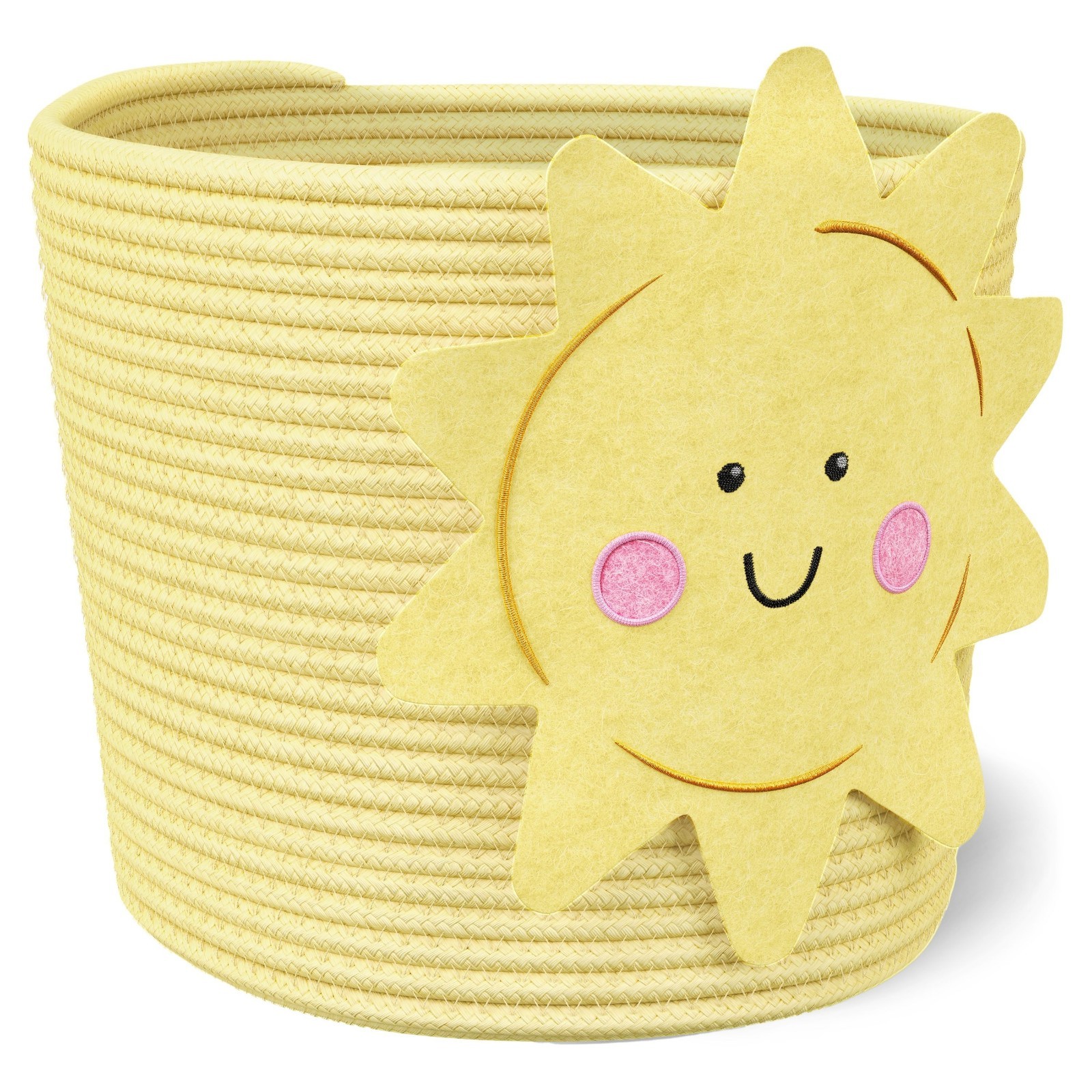 Mainstays Kids Medium Round Yellow Sun Coiled Rope Storage Baskets, 2 Pack