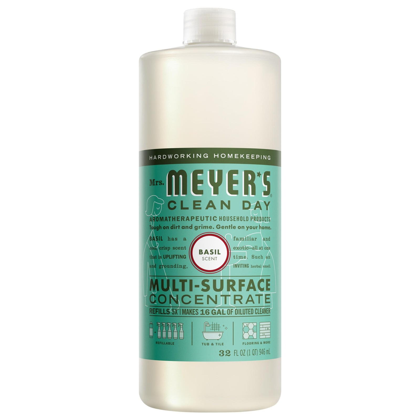 MRS. MEYER’S CLEAN DAY Multi-Surface Everyday 32 Fl Oz (Pack of 1), Basil