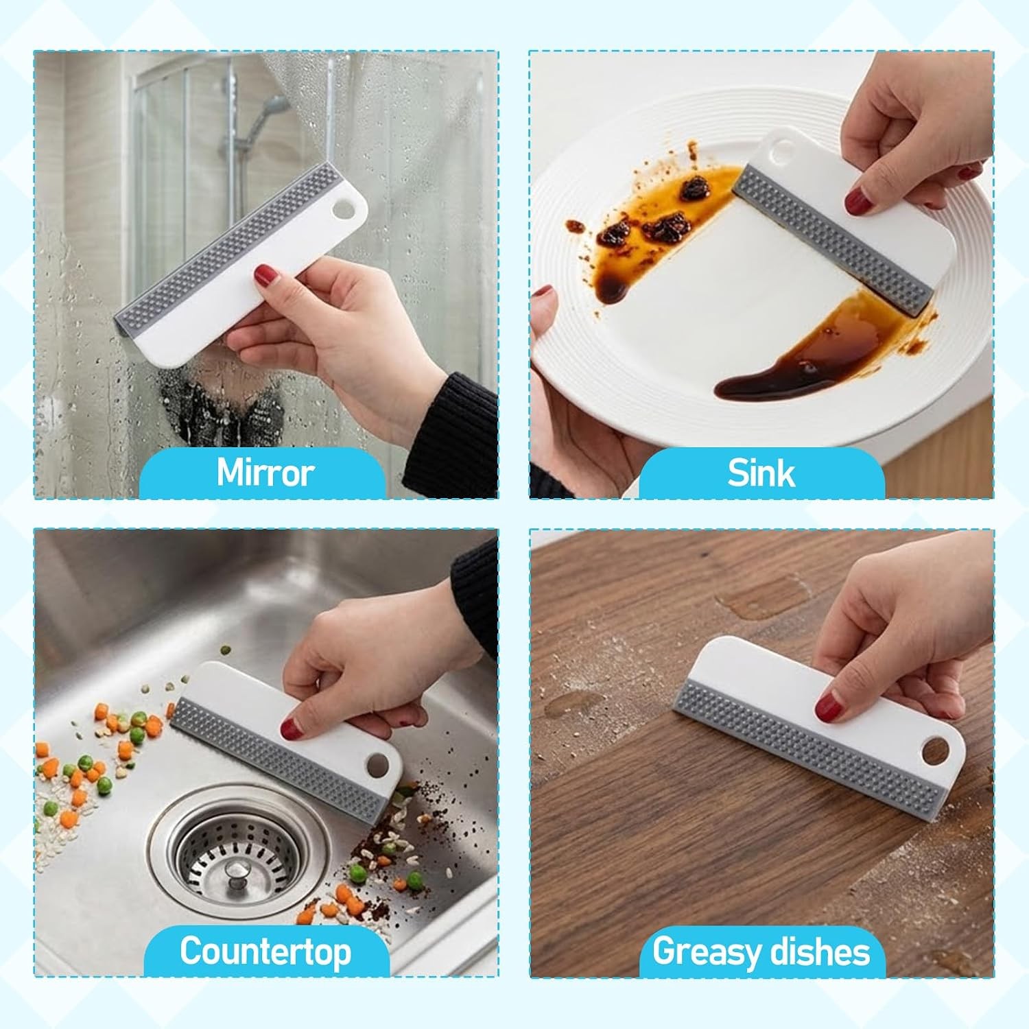2 PCS All-Purpose Small Rubber Squeegee, Soft Silicone Mini Squeegee for Shower