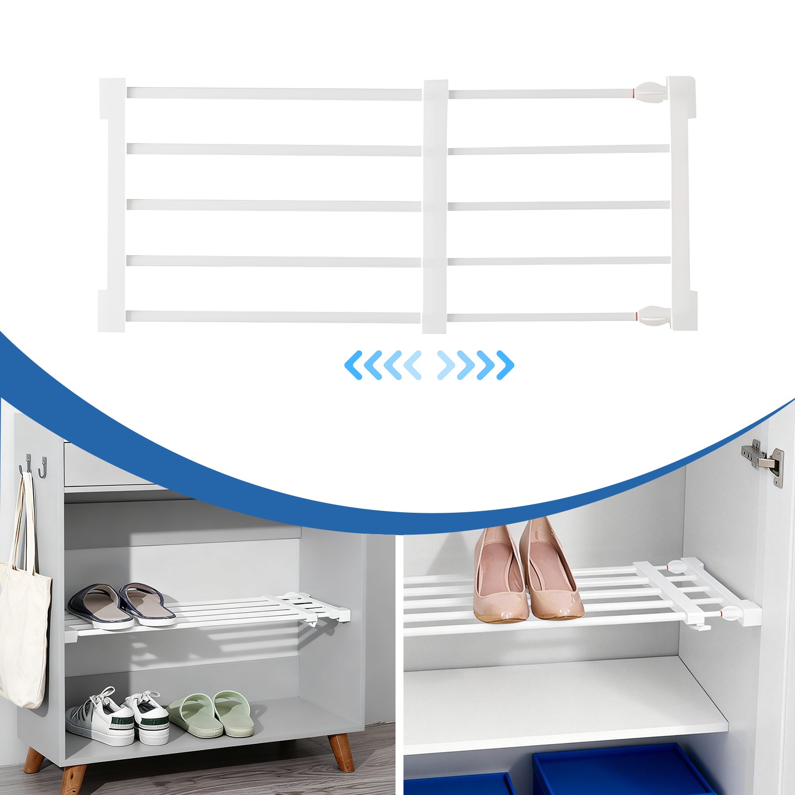 Adjustable Shelf Divider for Wardrobe, Cabinet, Extendable Storage Shelf, Wardro