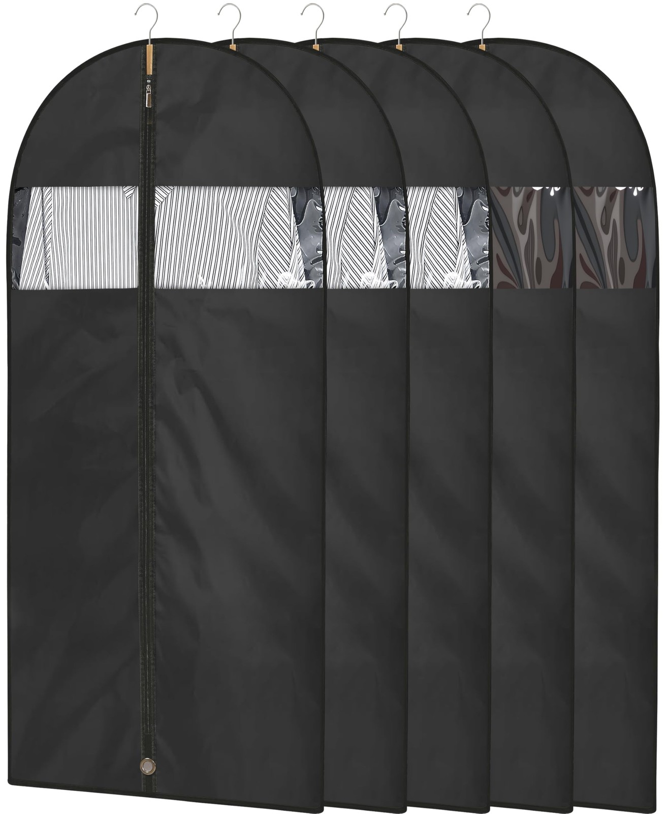 5 Pack – Moucas 50″ Black Garment Bag, Mens Suit Bags for Closet Storage and …