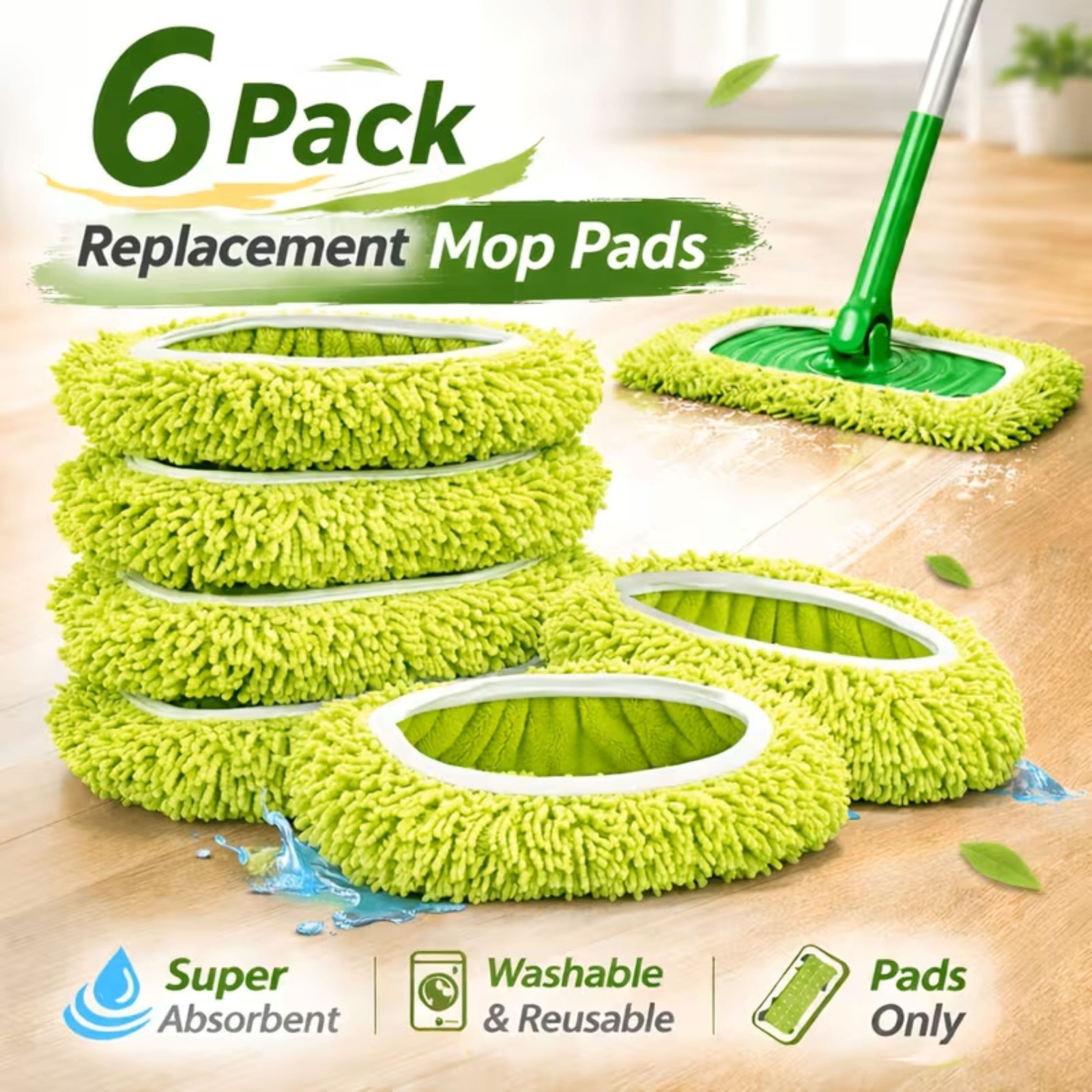 Microfiber Reusable Mop Cover Set of 6 Washable Mop Cover resuable swiffer cover