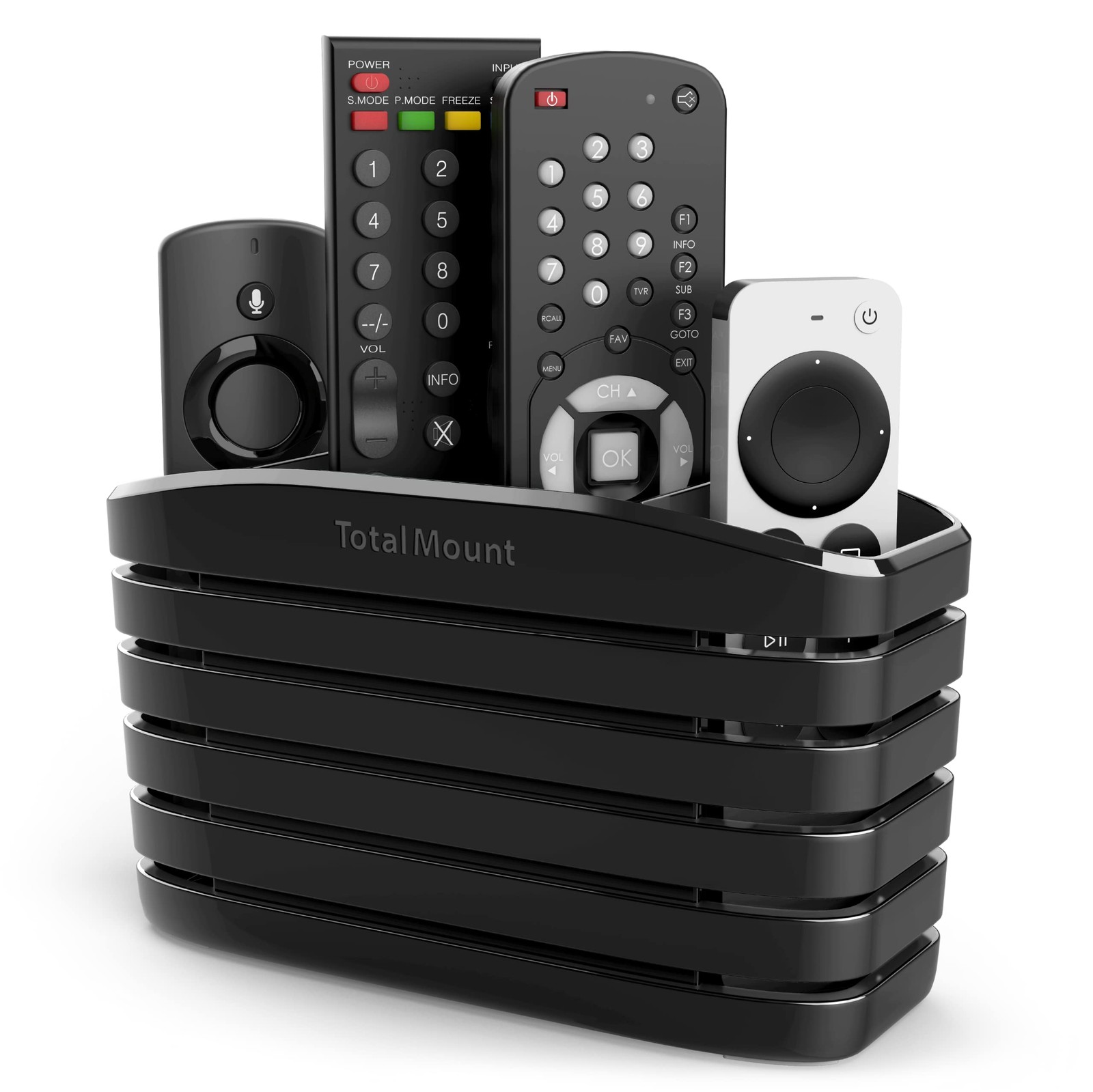 Remote Control Holder Stable Stand TV Bed Table Fits Four Remotes Black