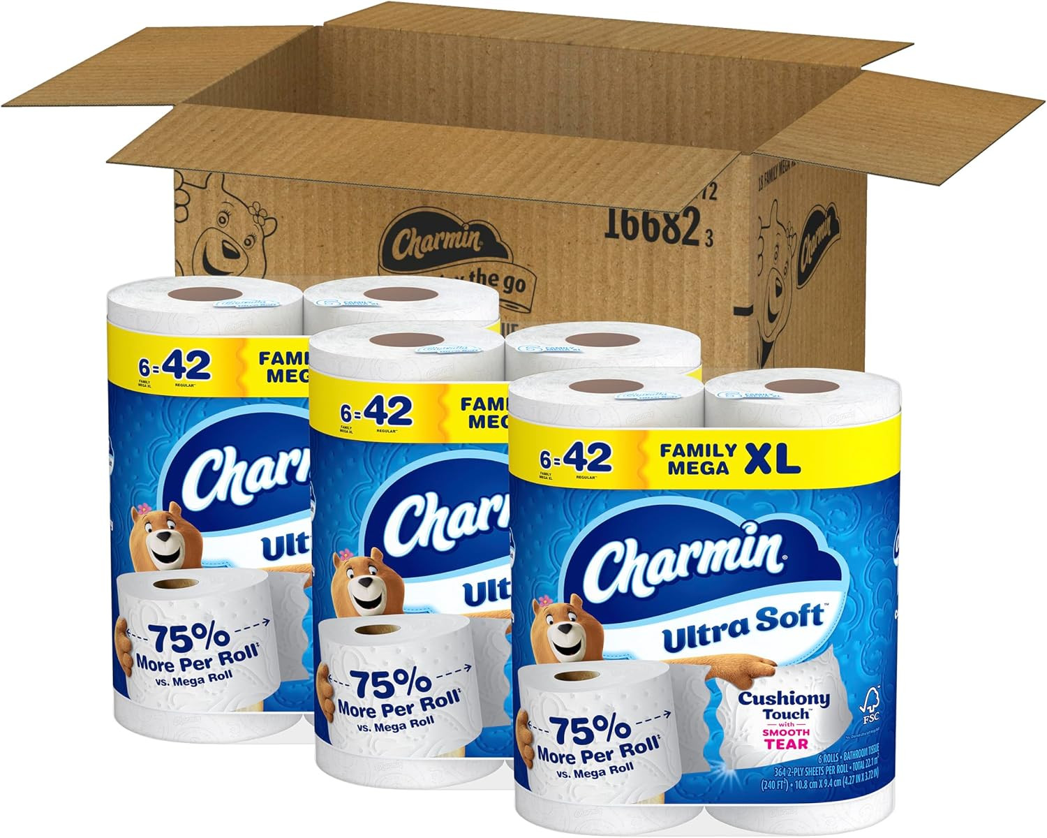 Charmin Ultra Soft Toilet Paper 18 Family Mega XL Rolls = 126 Regular New