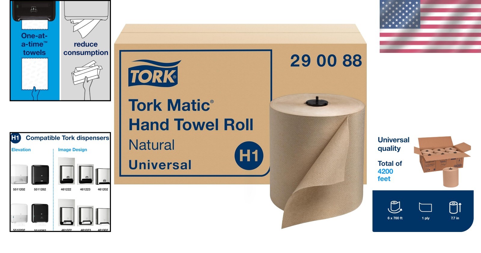 Eco-Friendly Matic Hand Towel Rolls – 100% Recycled Fiber, 6 Rolls x 700 ft