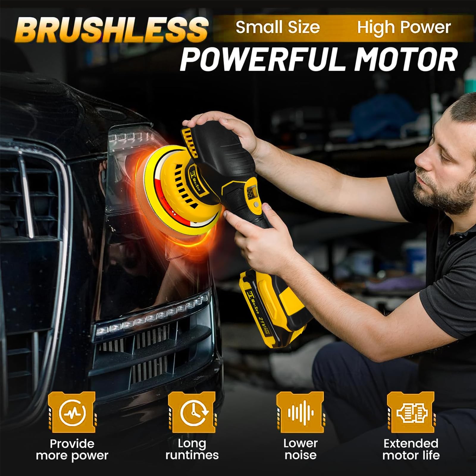 Cordless Car Buffer Polisher kit with 21V 2 X 2.0Ah Rechargeable Batteries,6 …